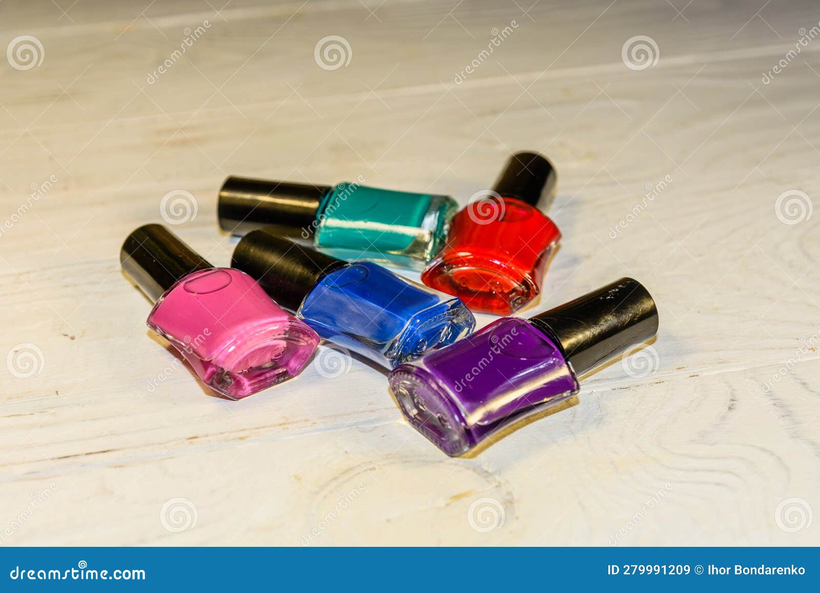 Different Nail Polishes on a Wooden Table Stock Image Image of care