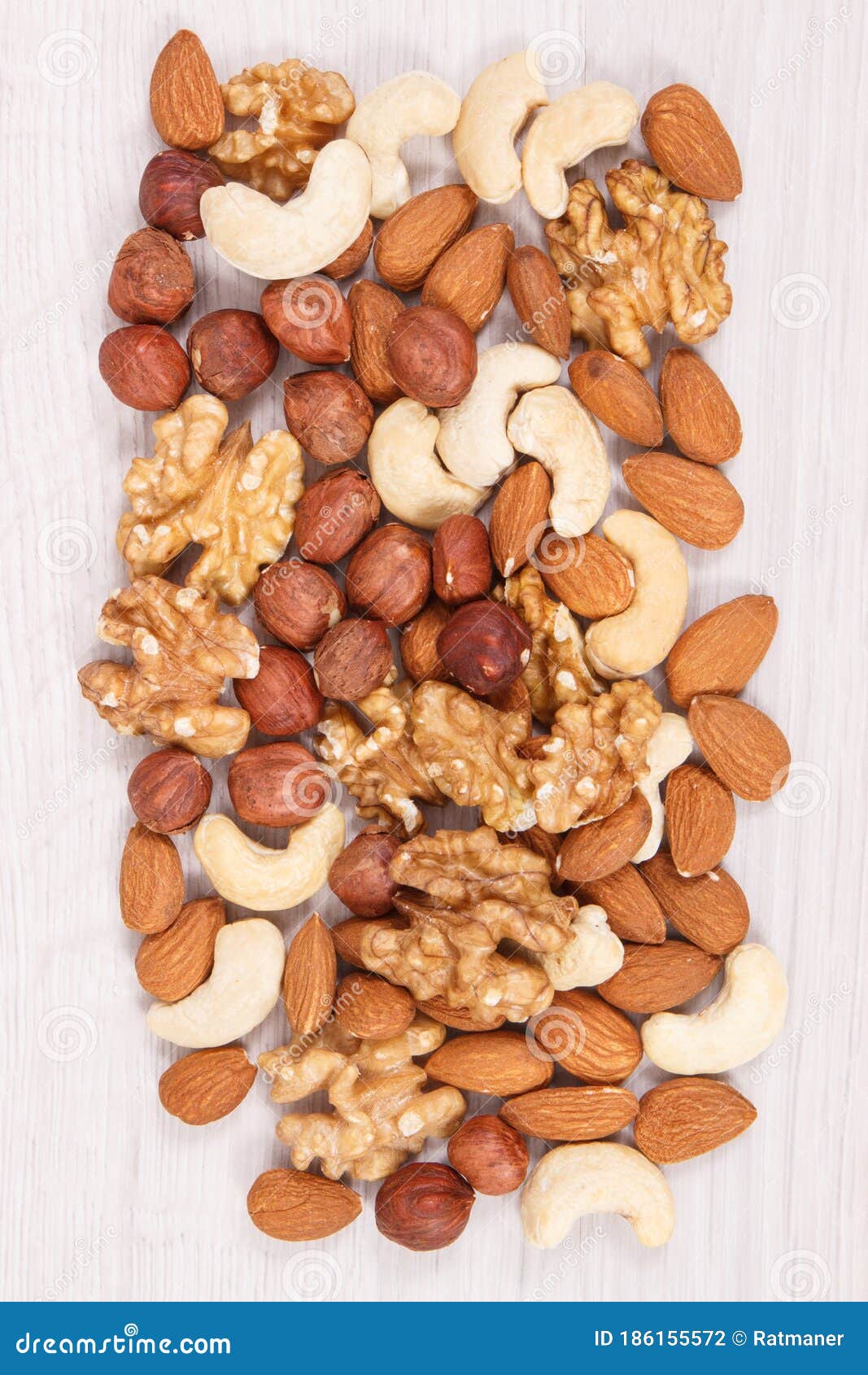 Different Nuts and Almonds As Source Vitamins and Minerals Stock Photo