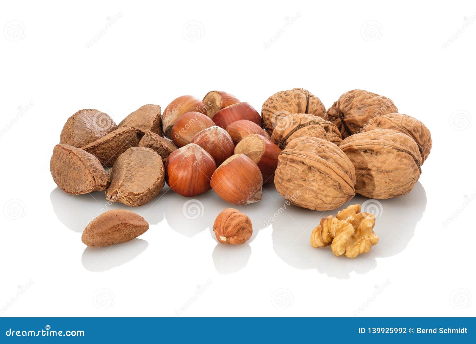 Different Nuts Brazil Nuts Hazelnuts Walnuts Stock Photo Image of