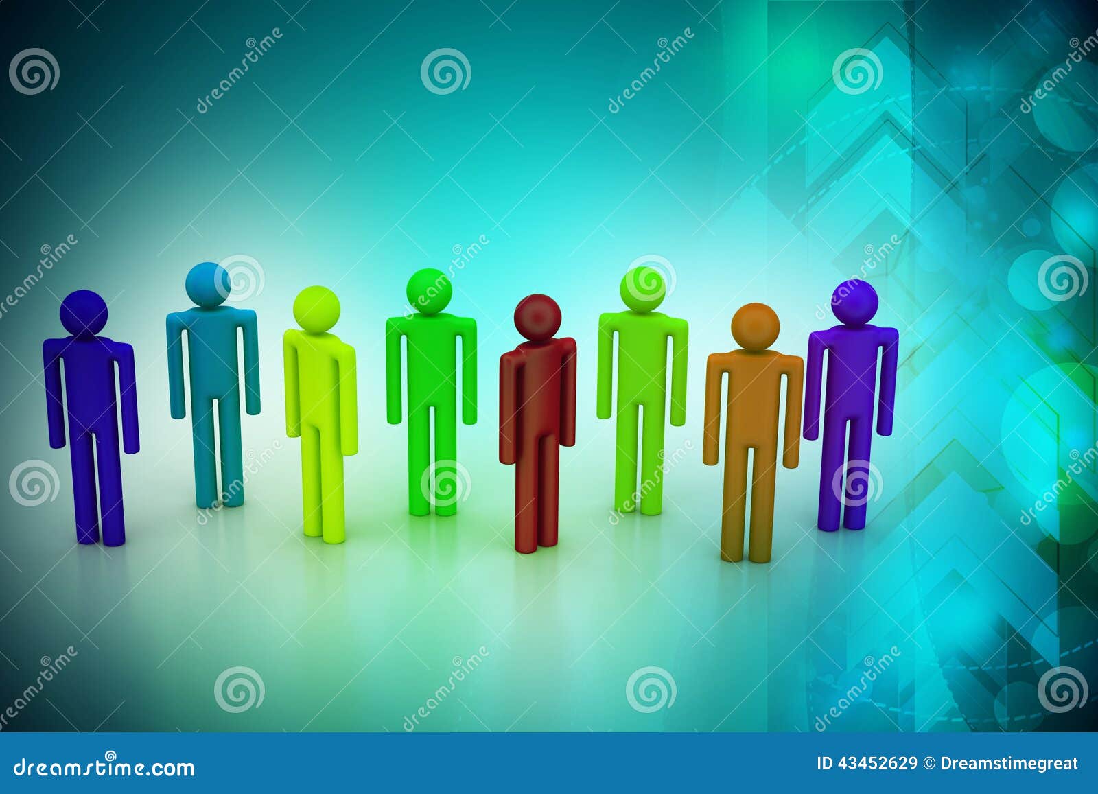 Different peoples in a team in color background