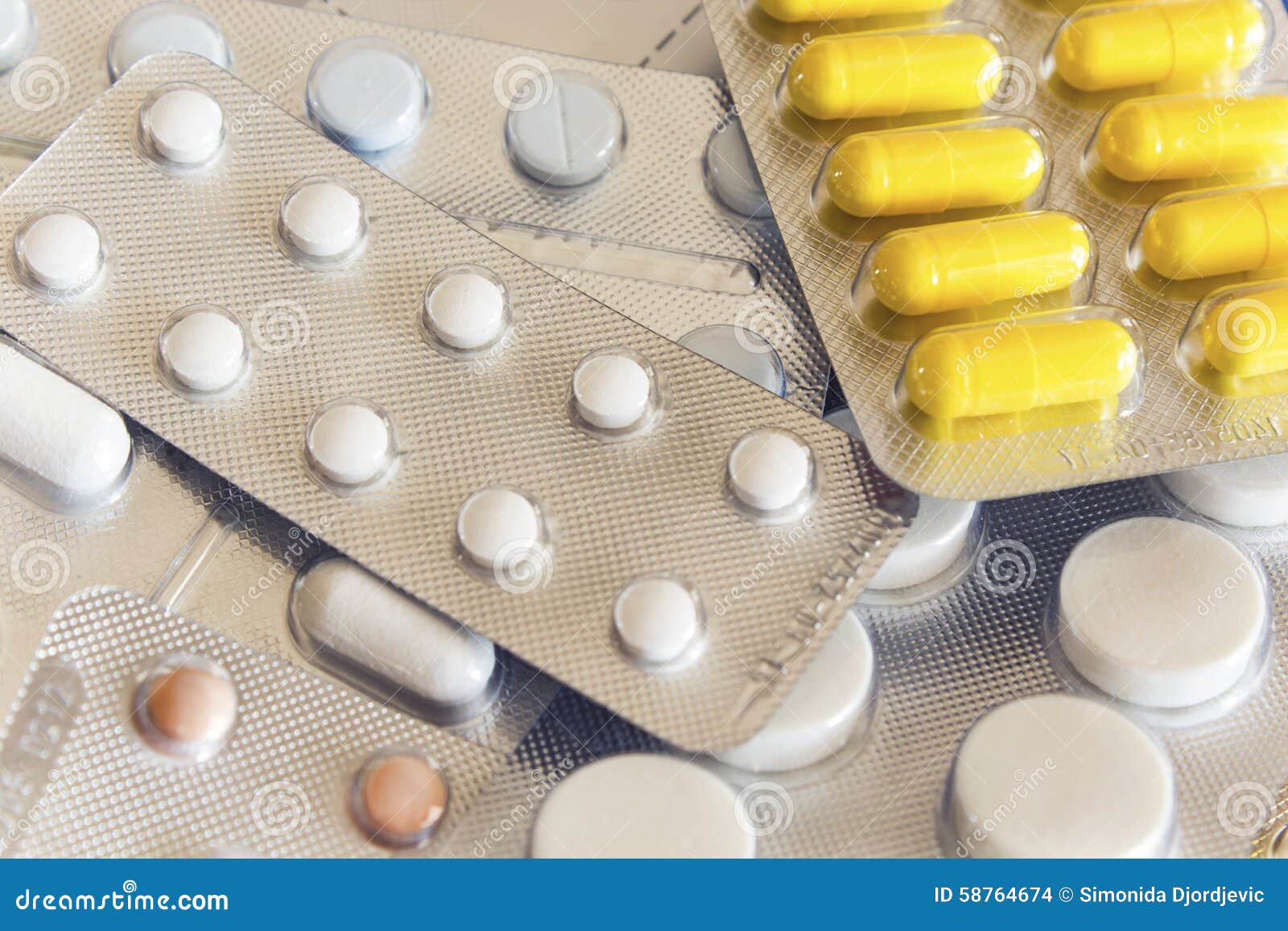 Different Pills in Plastic Packaging Stock Photo Image of