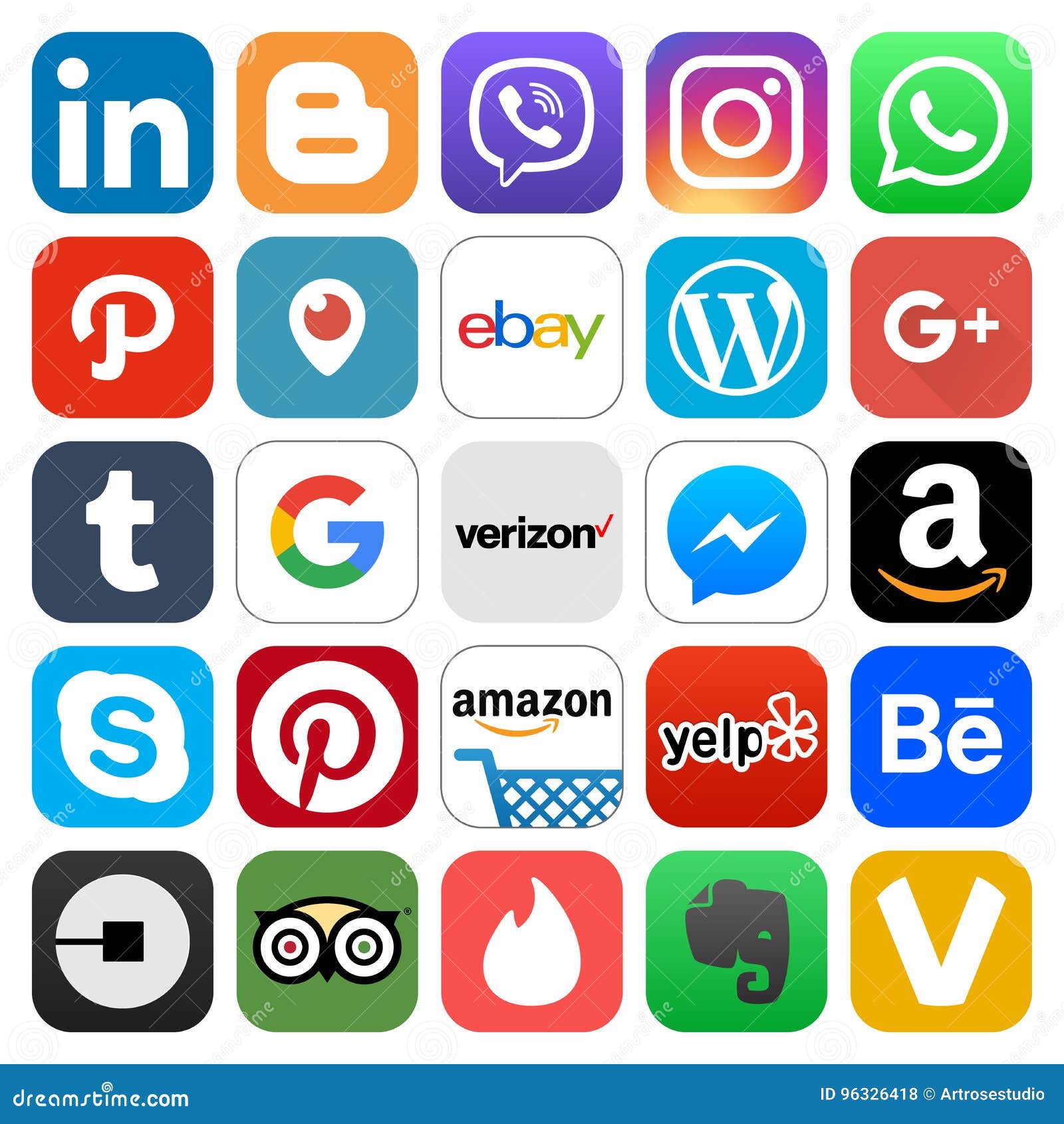 Different Popular Social Media And Other Icons Editorial ...