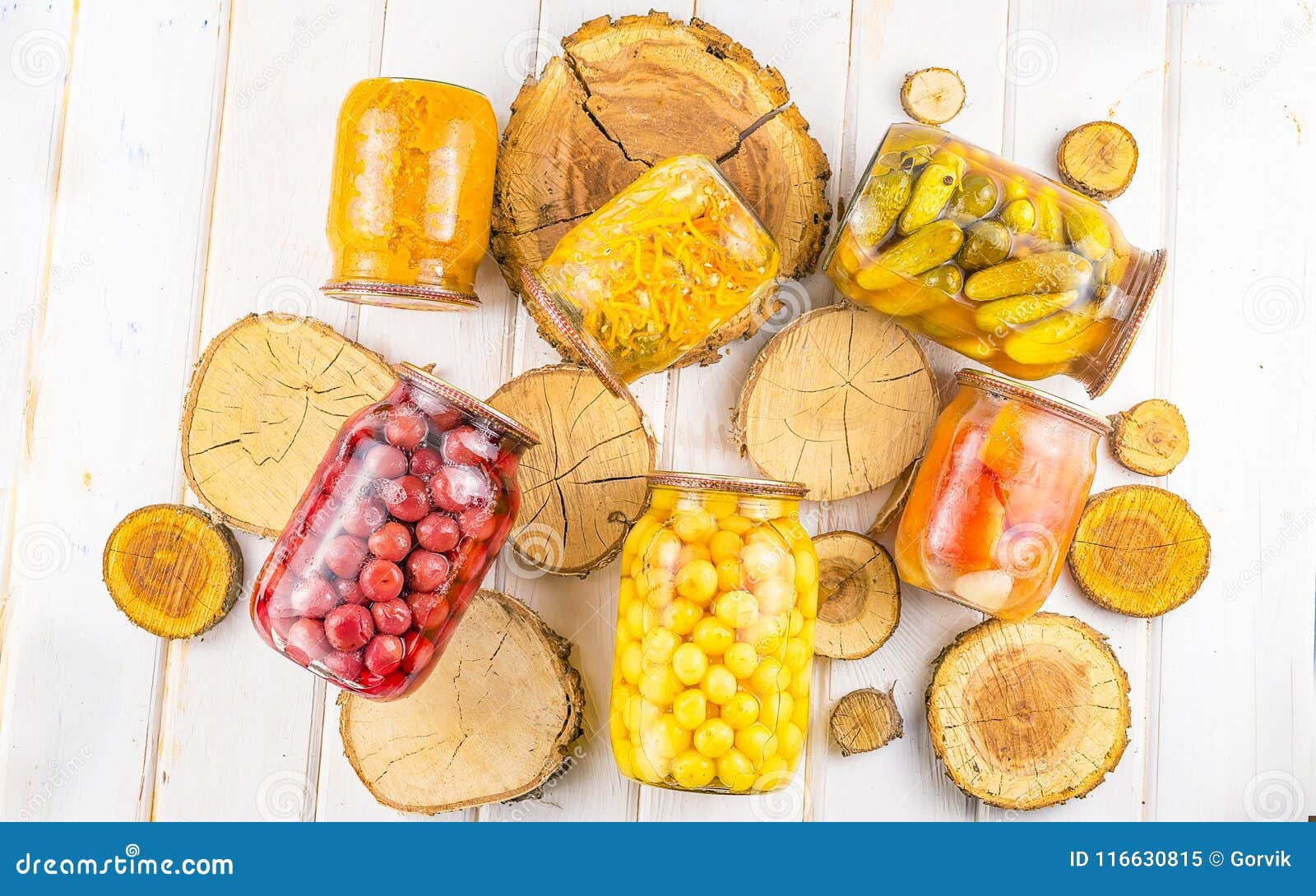 Different Preserves in Glass Jars Stock Image Image of products
