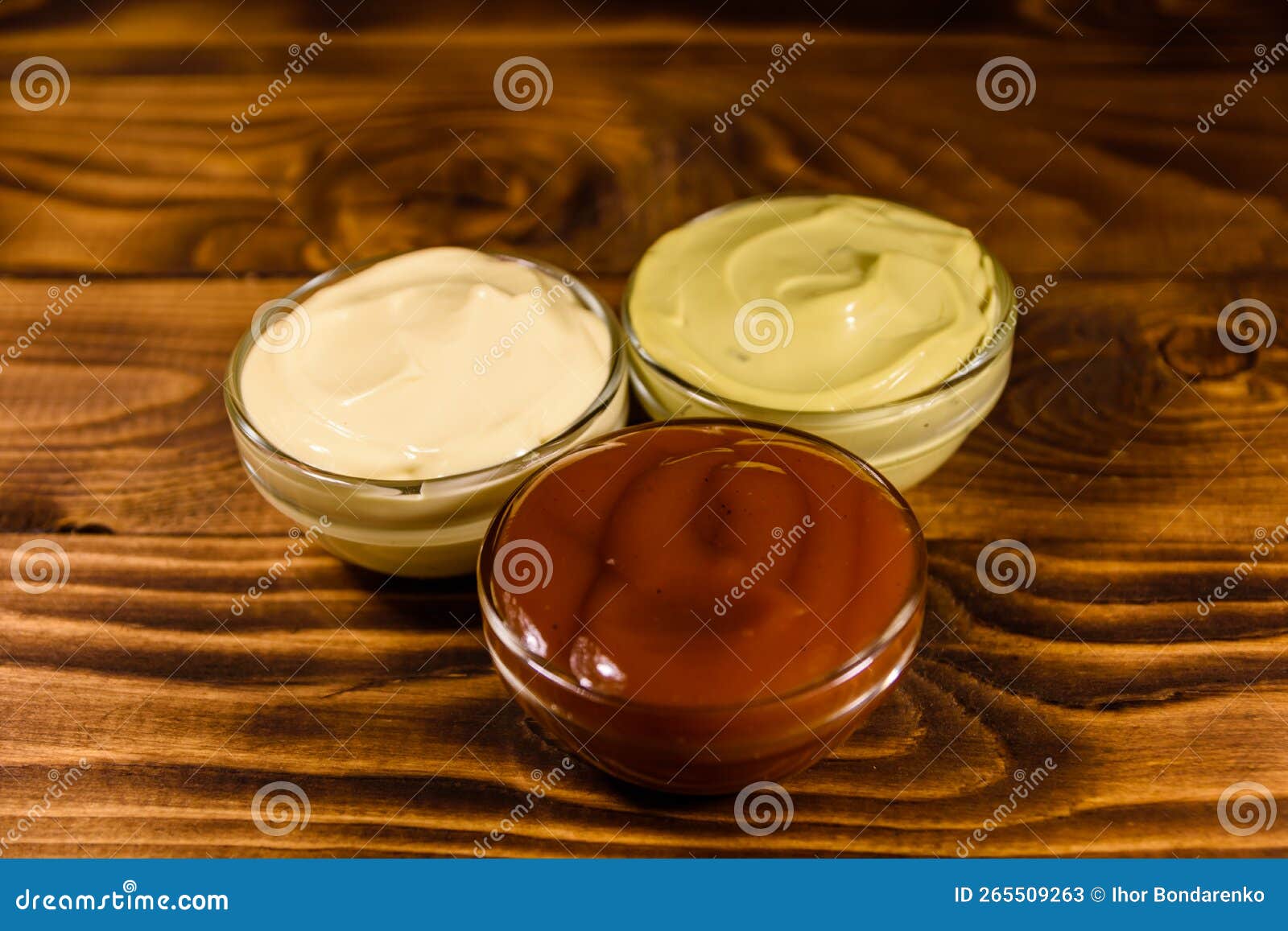 Different Sauces in Glass Bowls on Wooden Table Stock Image Image of healthy, bowl 265509263