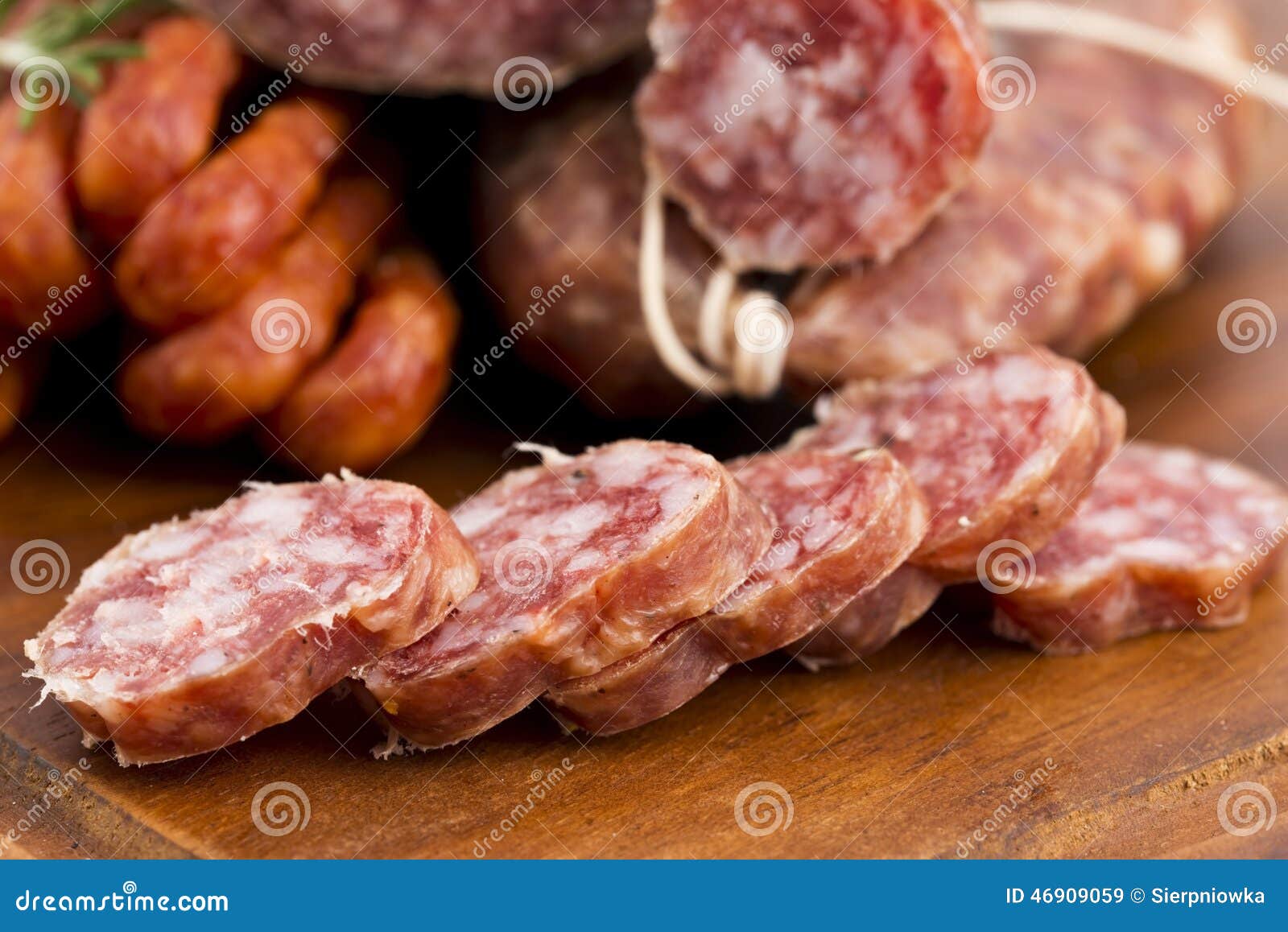 Different Sausages and Salami Stock Image Image of cuts, plate 46909059