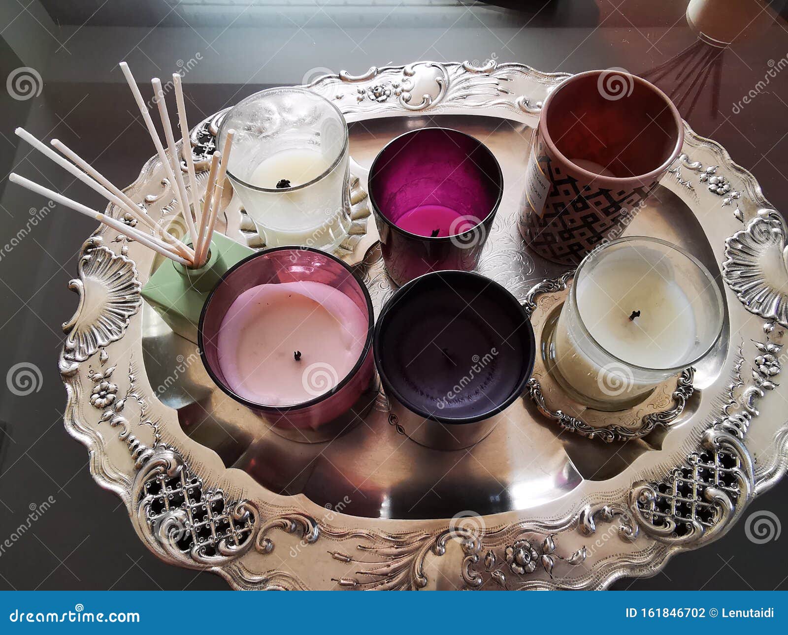 Different Scented and Decorative Candles Stock Photo Image of collage