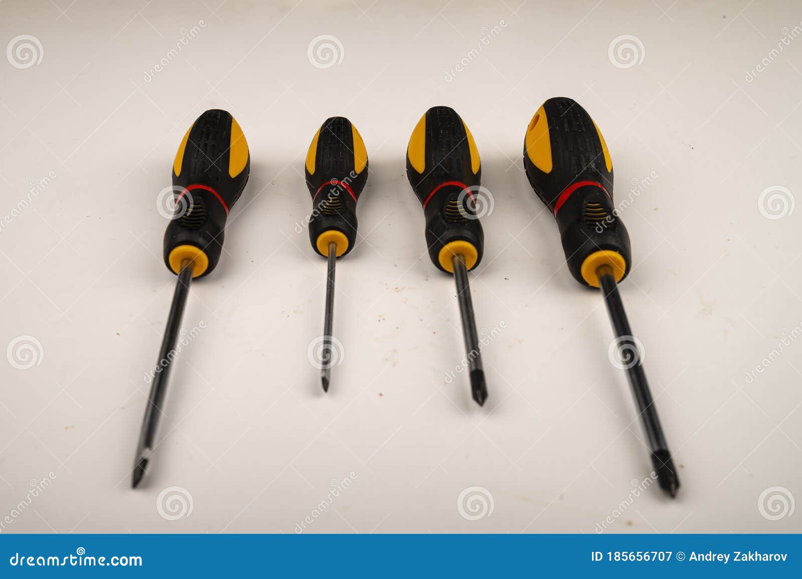 Different Screwdrivers on a White Background. Close Up Stock Image