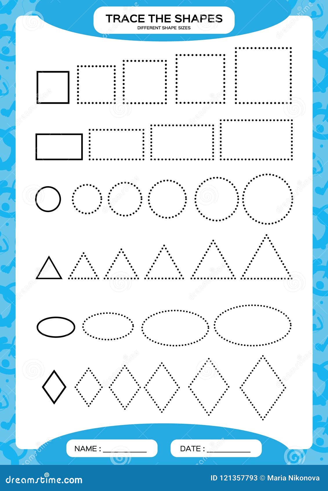 Different Shape Sizes. Learning Basic Shapes. Trace, And Draw