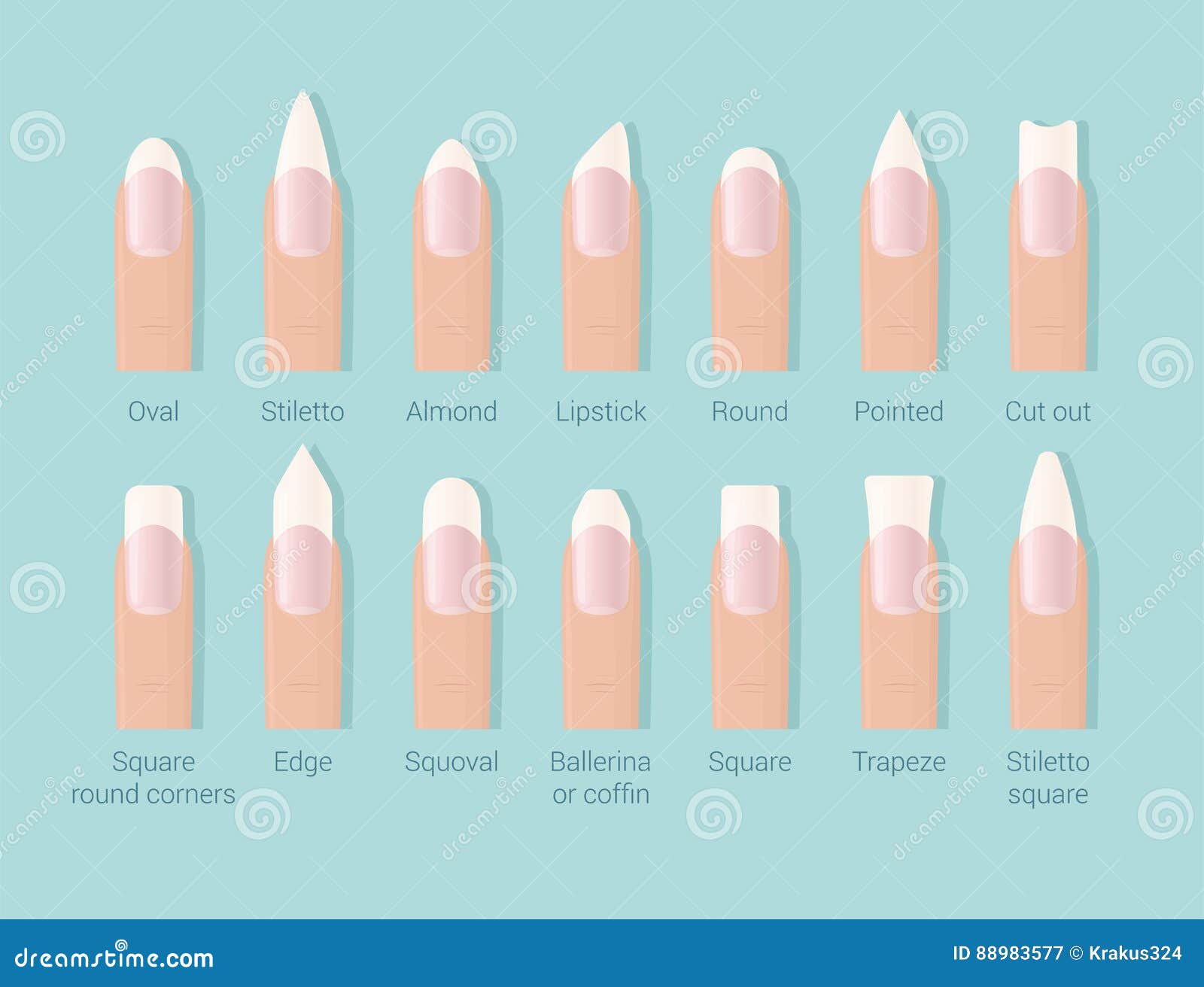 Different Shapes of Nails. Professional Female Manicure. Nails Trends ...