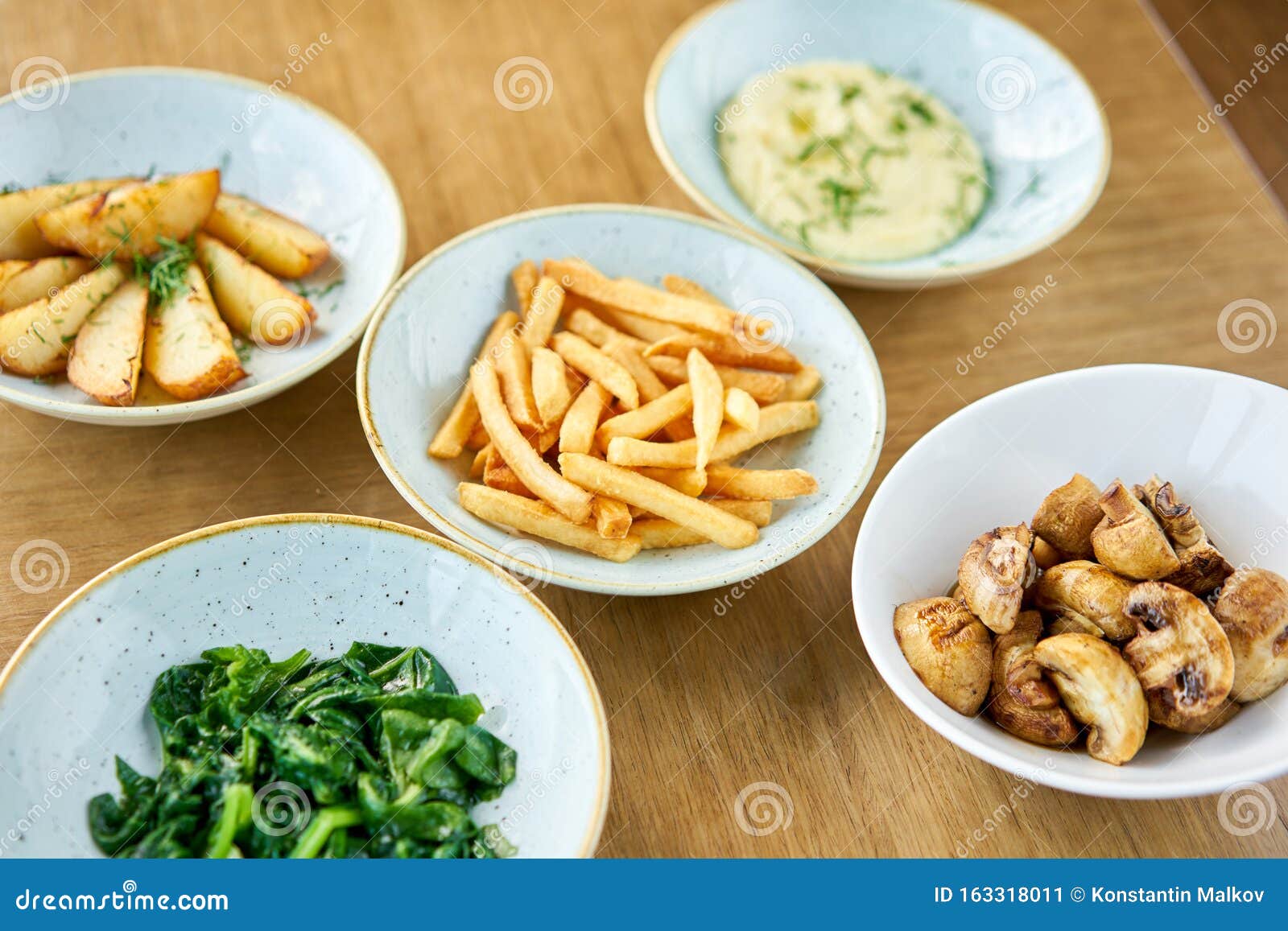 Different Side Dishes. Variety of Dishes on the Table. Restaurant Menu