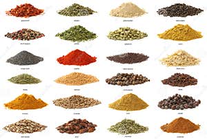 Different Spices Isolated On White Background Stock Photo 