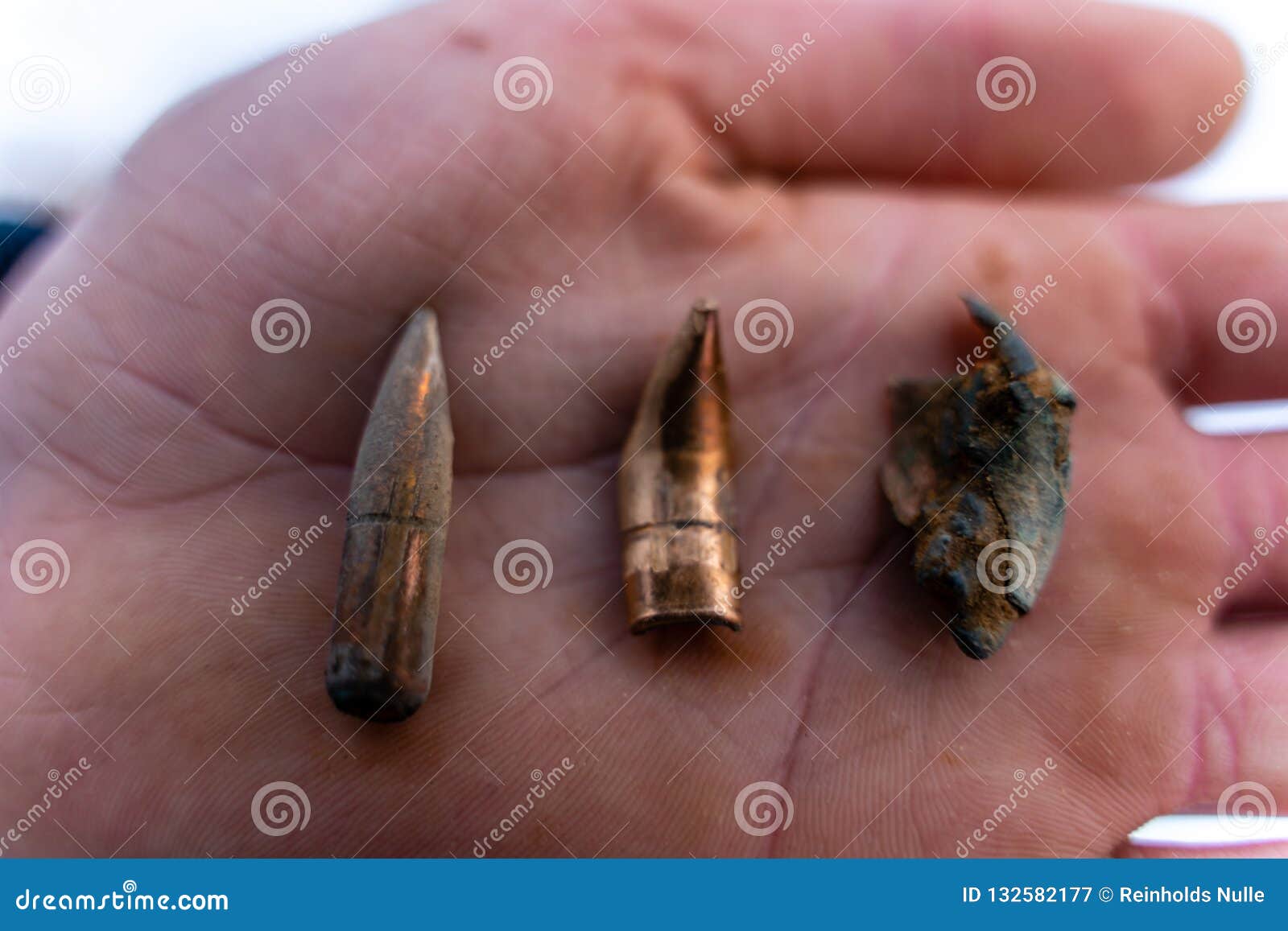Different Stages And Forms Of Bullets After Been Shot Bent And Destructed With Ballistic Marks