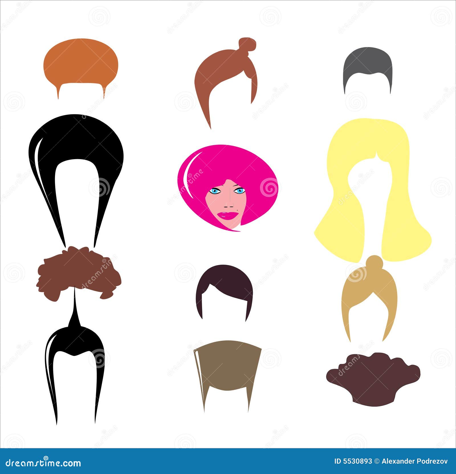 Different Stylish Hairstyles . Stock Vector Illustration of modern