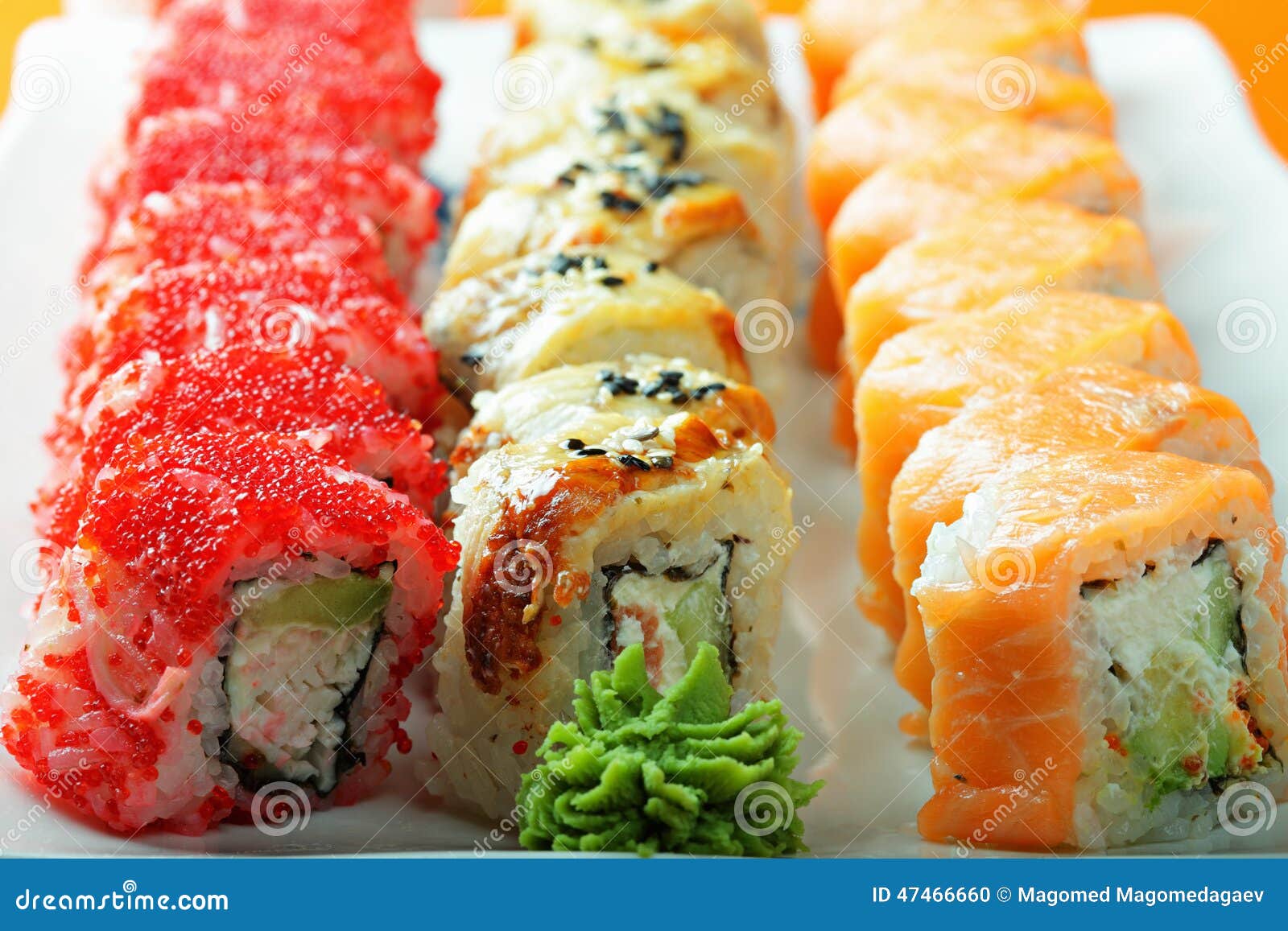 Different Sushi Rolls and Wasabi Closeup Stock Photo Image of closeup