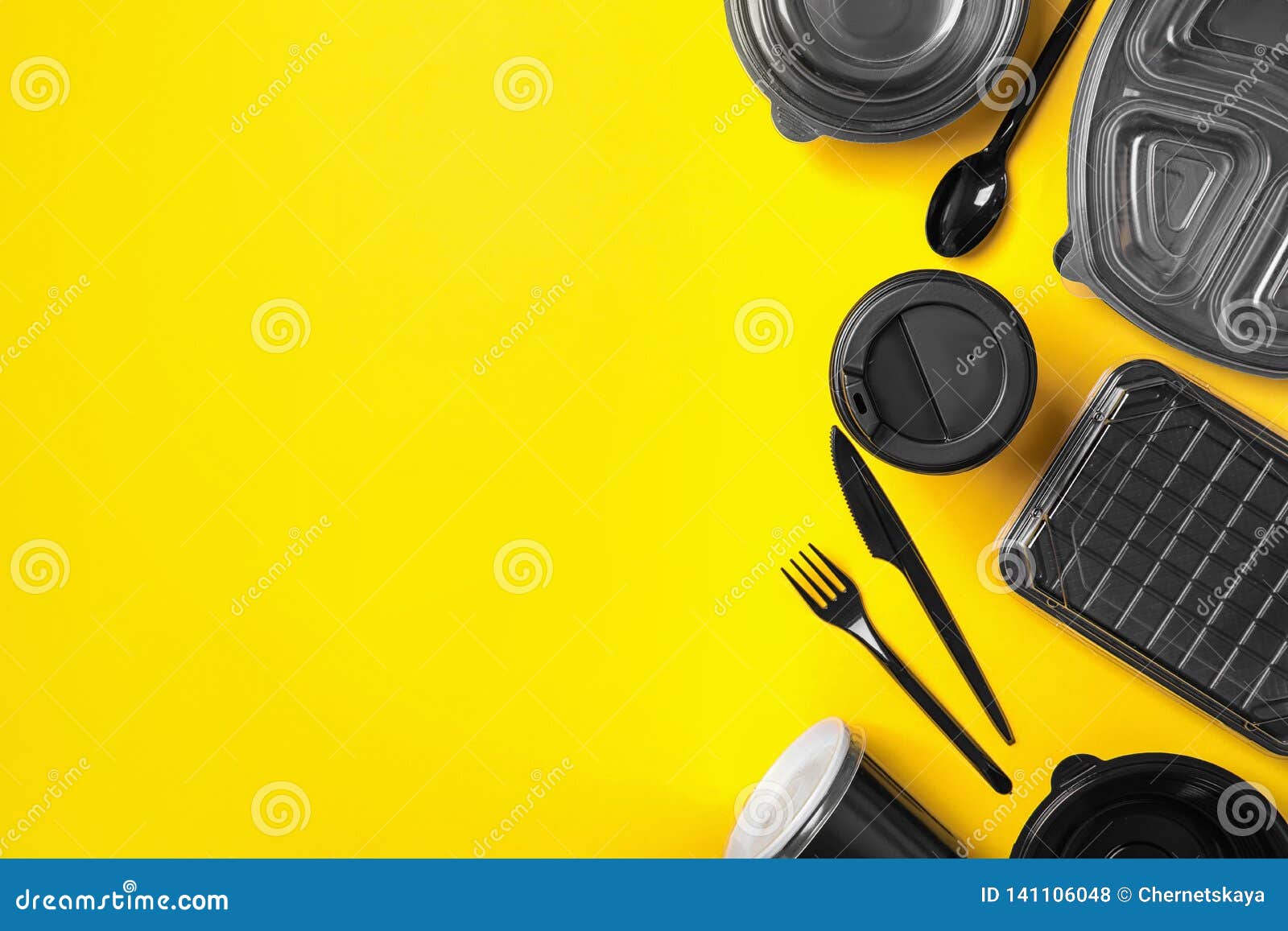 Download Different Takeout Containers On Yellow Background Flat Lay Stock Photo Image Of Plastic Recycle 141106048 PSD Mockup Templates