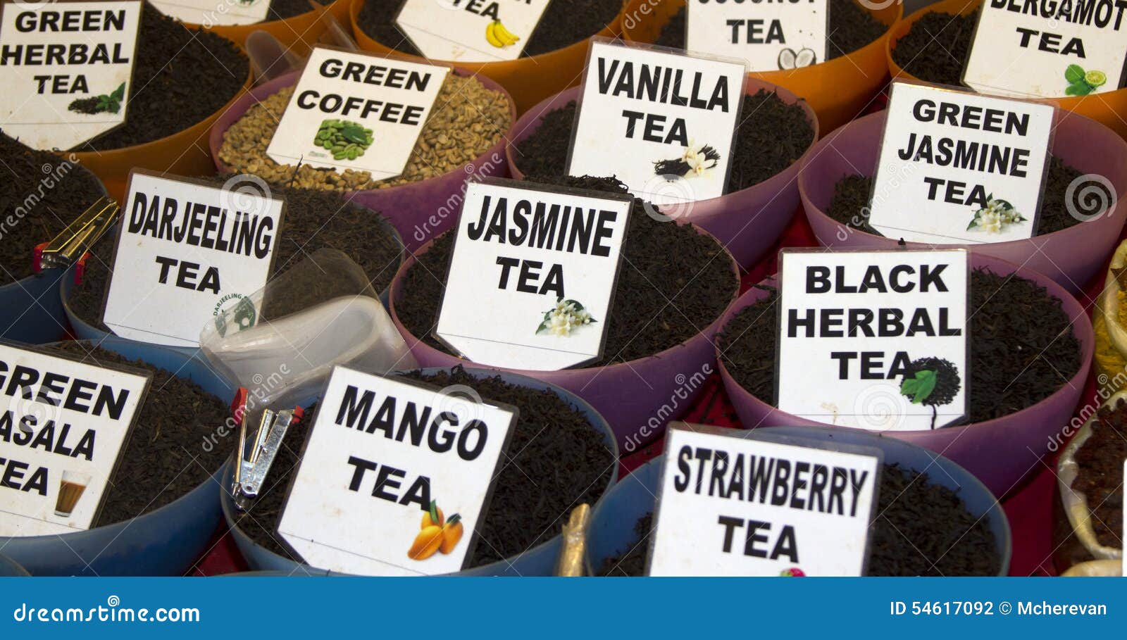 Different Tea Flavors Found In Flea Market, India Stock Photo Image