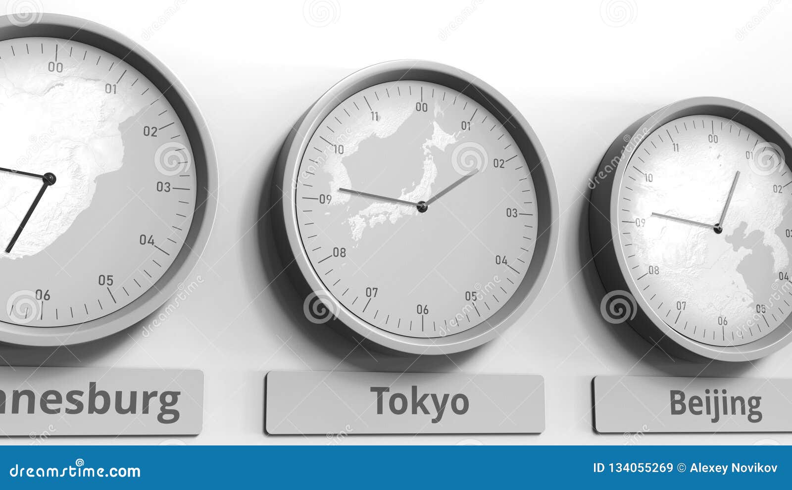 Clock Shows Tokyo Japan Time Among Different Timezones Conceptual 3d Rendering Stock Illustration Illustration Of Tokyo Gray 134055269