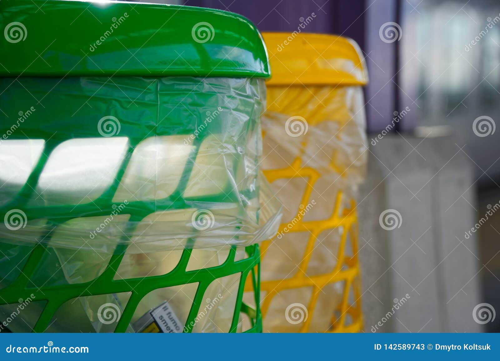 Different Trash Bin of Iron Metal, Selective Collection of Garbage