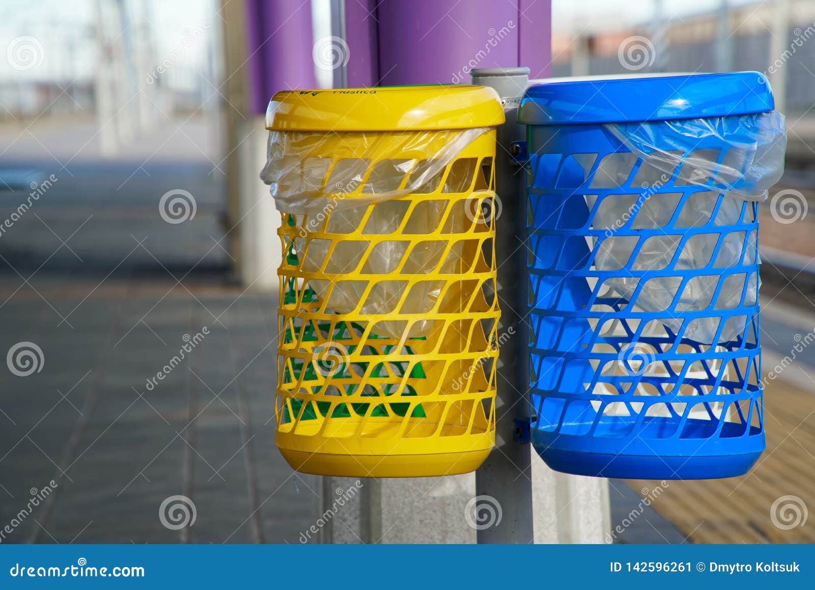 Different Trash Bin of Iron Metal, Selective Collection of Garbage