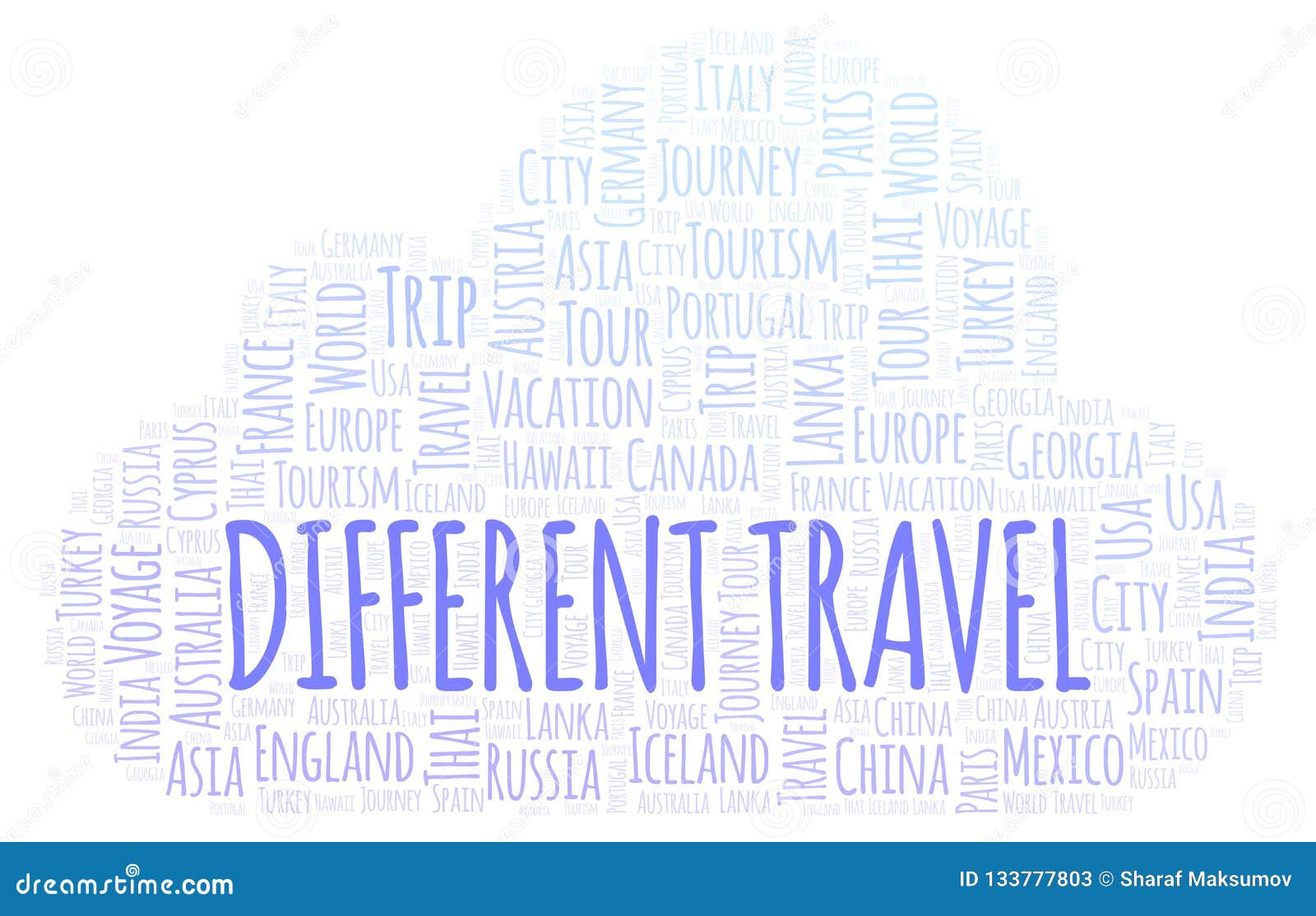 Different Travel Word Cloud Stock Illustration Illustration of fonts
