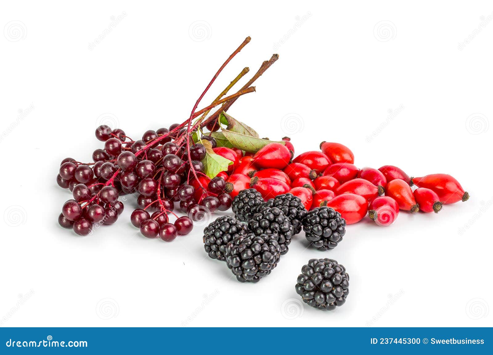 Different Type of Berry Fruits Isolated on White Background Stock Photo