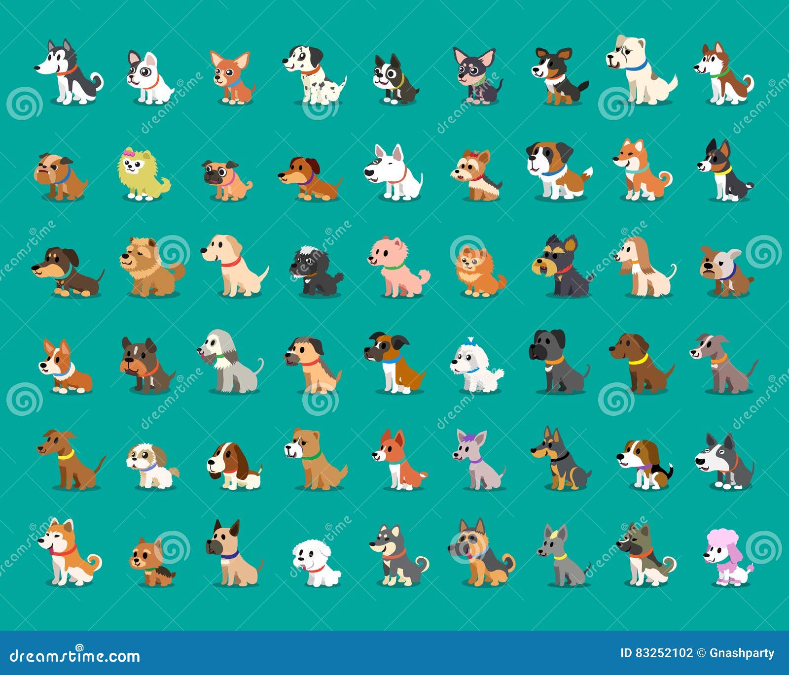 Different Type of Cartoon Dogs Stock Vector Illustration of cartoon