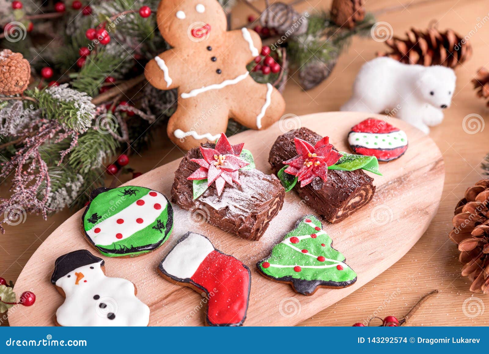 Different Type Of Christmas Cookies With Decoration Stock ...