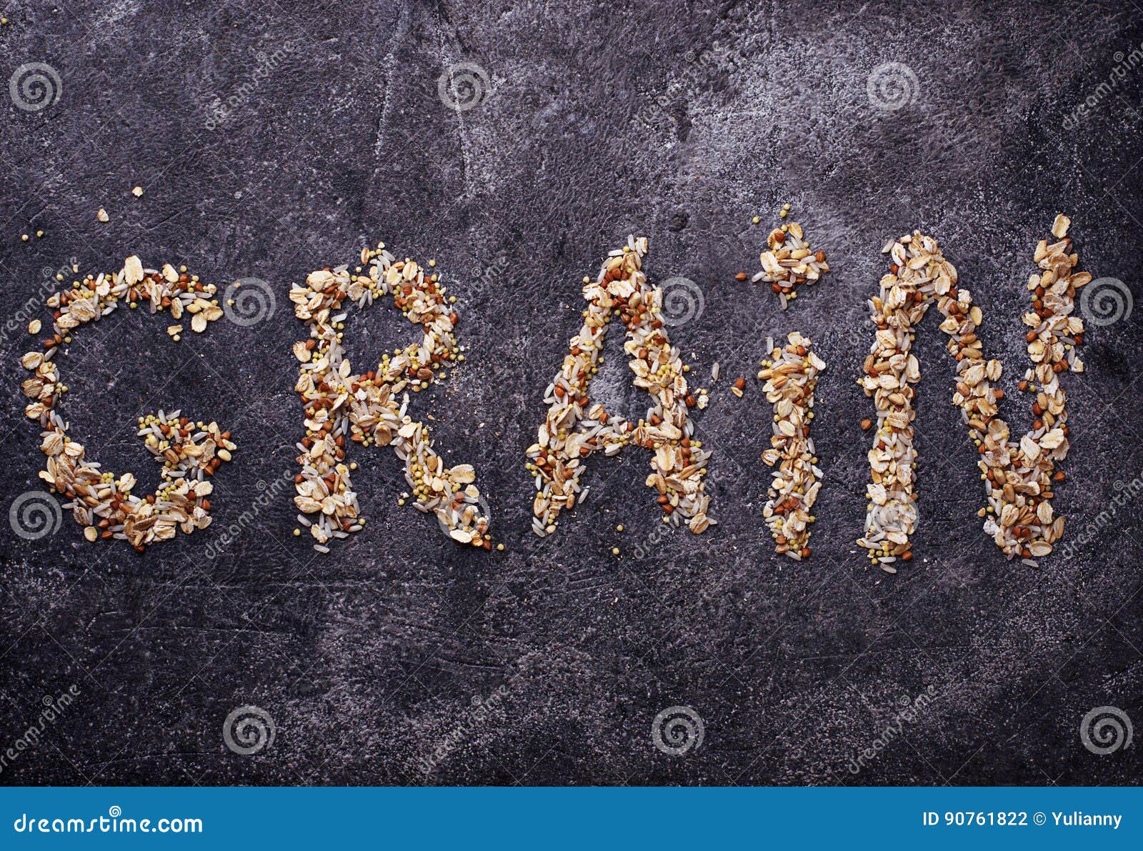 Different Type of Grain Rice, Wheat, Oatmeal, Oat, Buckwheat Stock