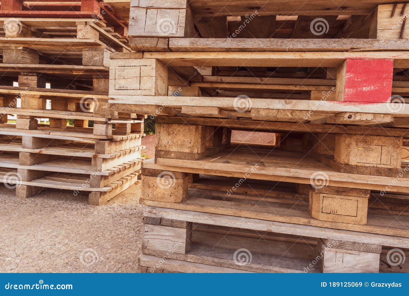 Different Type of Pallet at a Recycling Business Area Stock Image