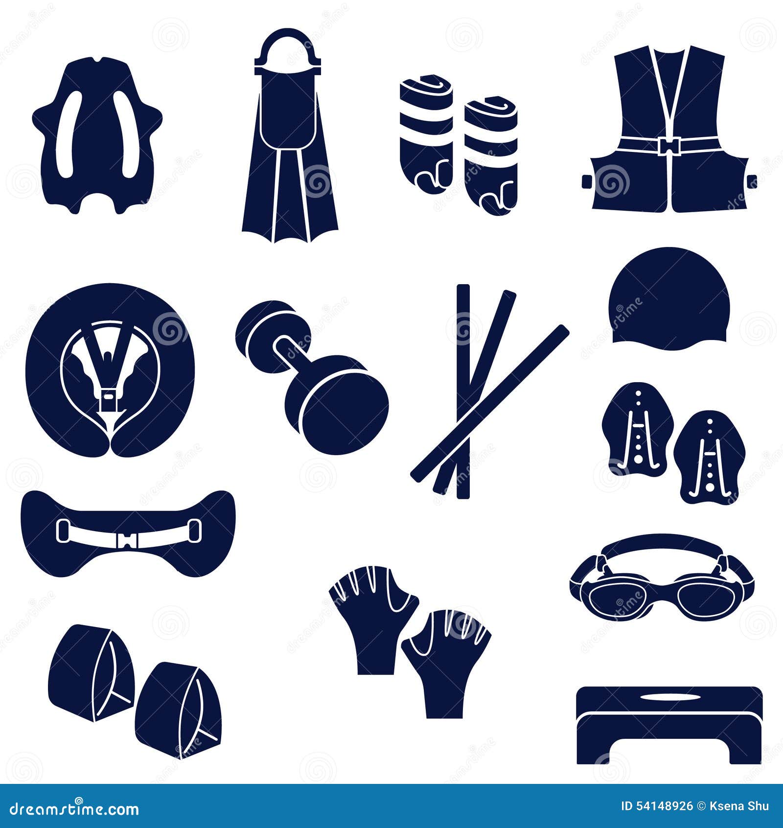 Different Types of Accessories for Swimming Stock Vector Illustration