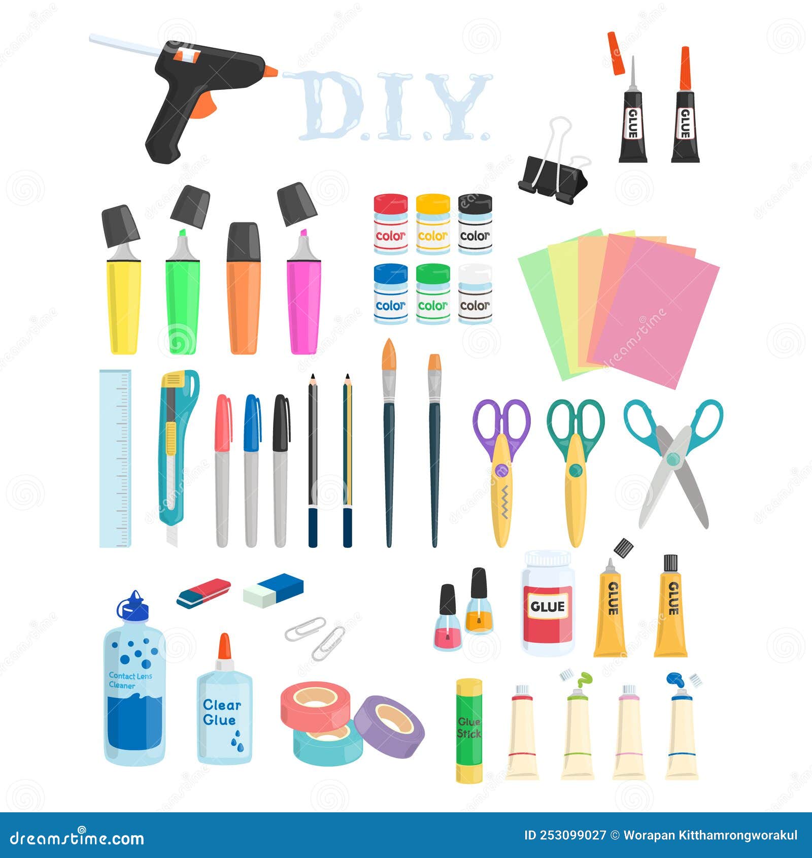 Different Types of Equipment for Art Craft Vector Stock Vector