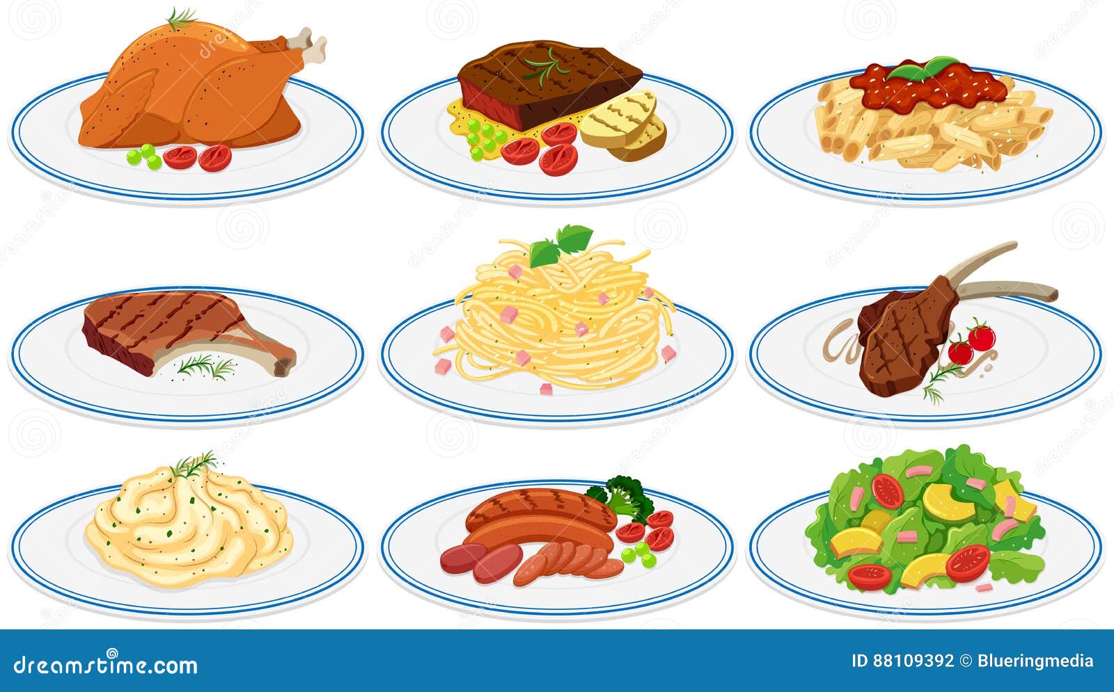 All Different Types of Food Different Types Of Food On The Plates Stock Vector All Different Types of Food Different Types Of Food On The Plates Stock Vector