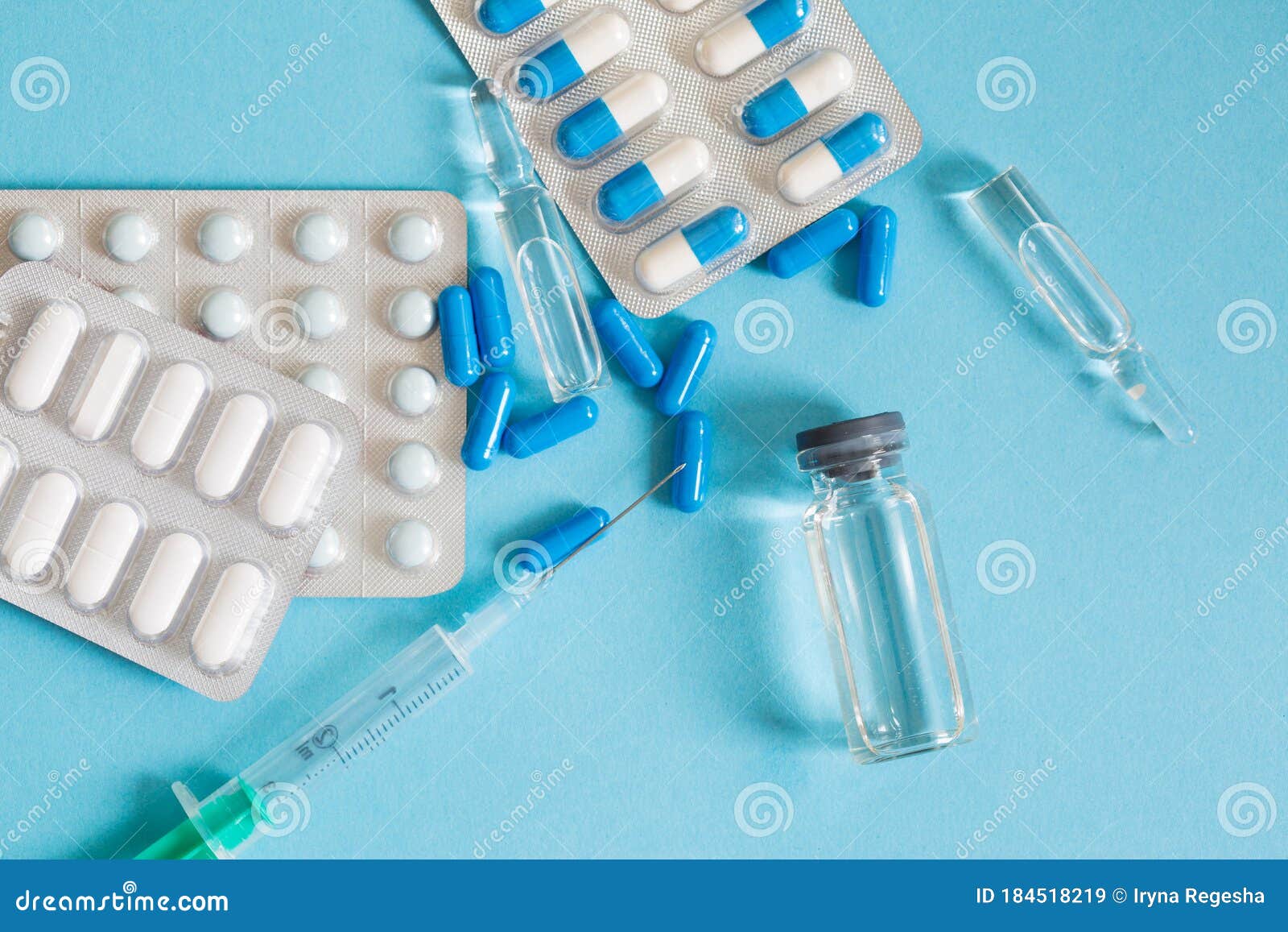 Different Types of Medication, Tablets, Capsules, Ampoules and Syringes