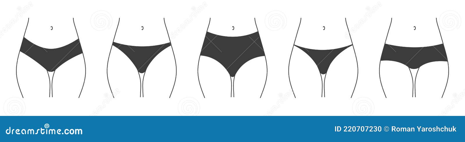 Different Types of Panties. Collection of Lingerie Stock Vector