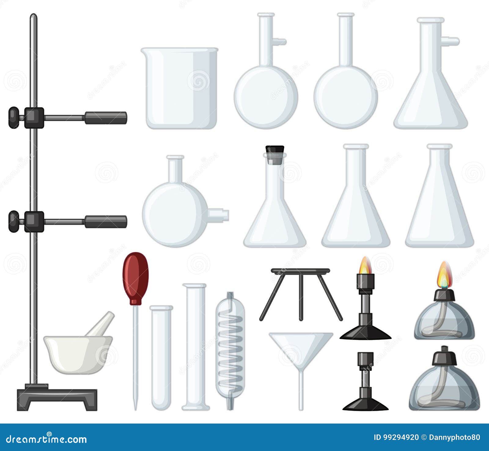 Different Types of Science Containers and Burners Stock Vector ...