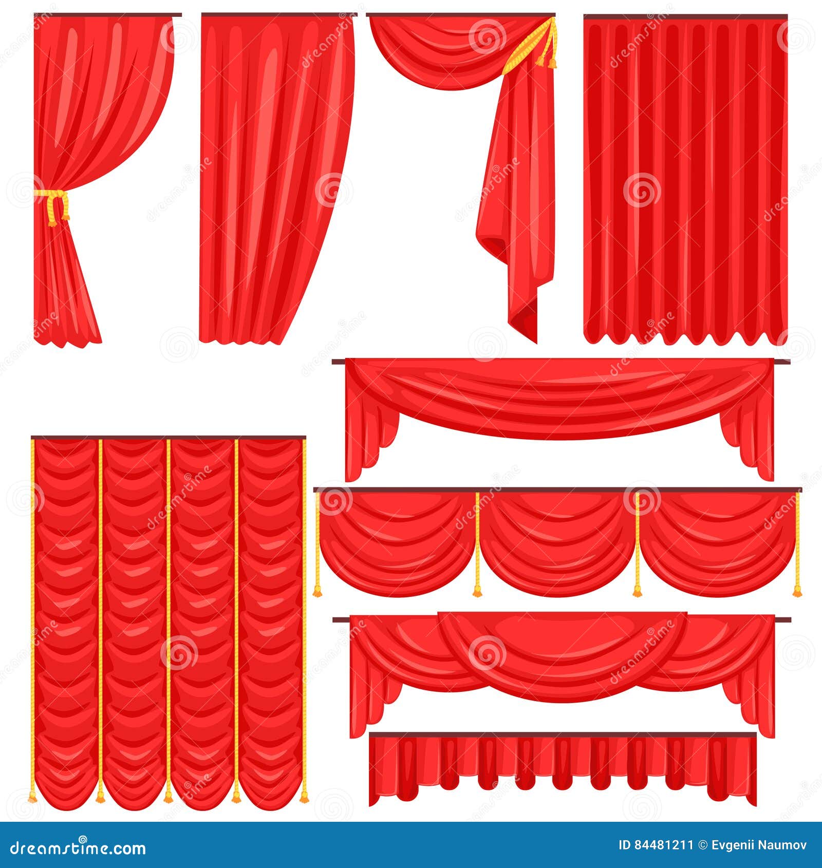 Different Types of Theatrical Stage Curtain and Drapes in Red Velour