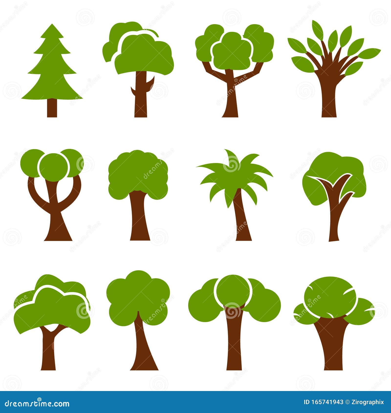 Different Types of Trees Vector Art Stock Illustration Illustration