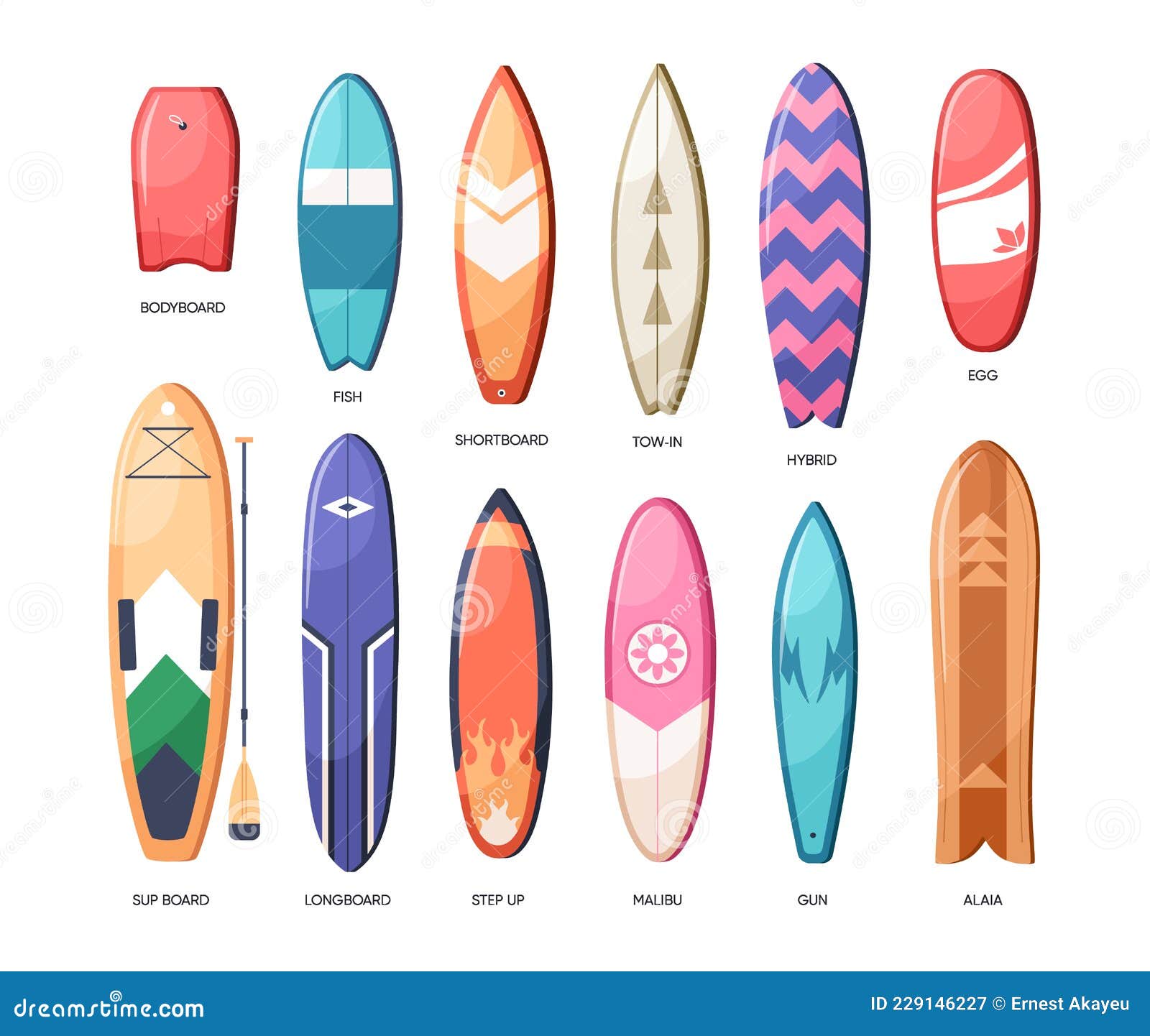 Different surfboards 2024