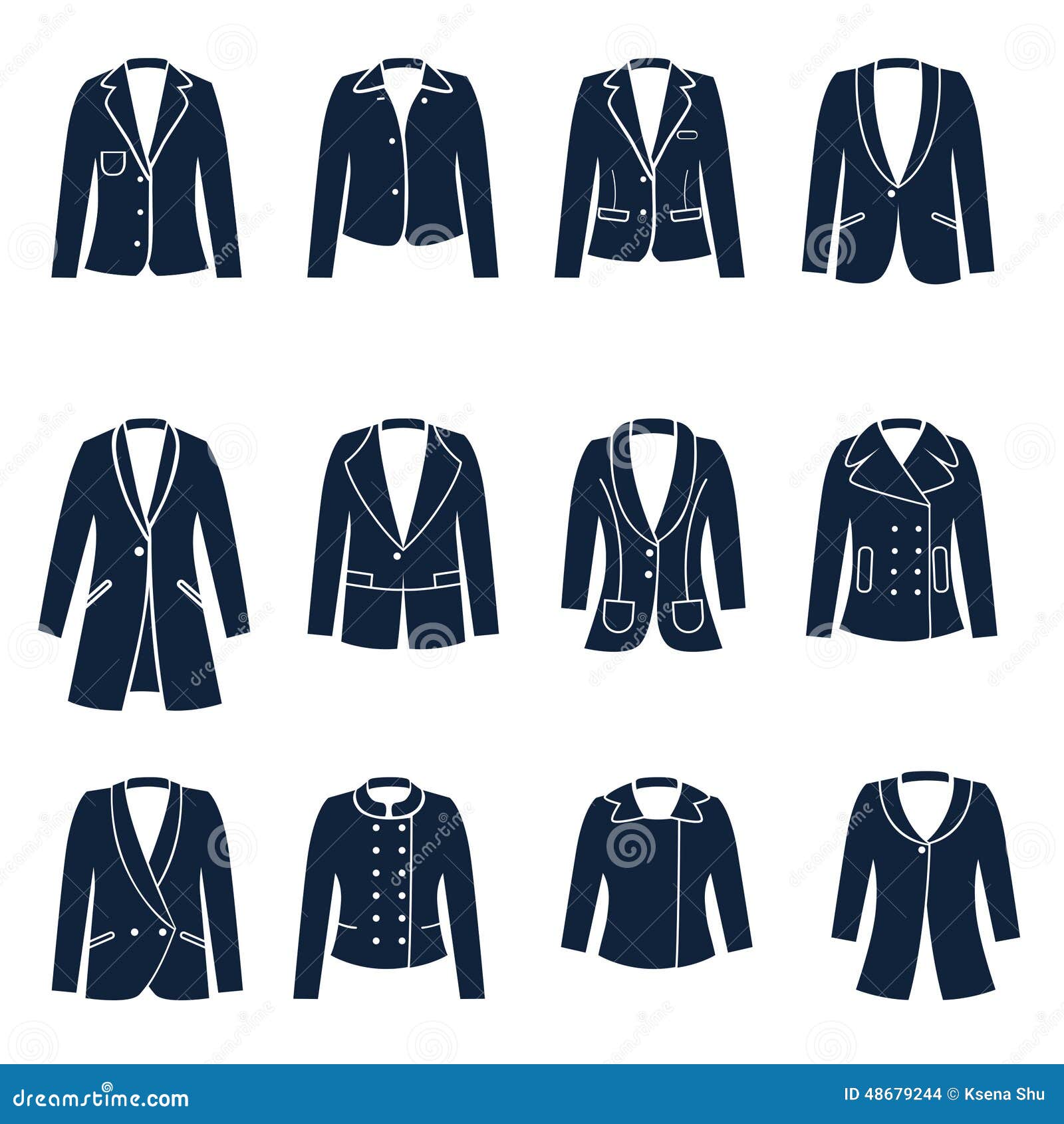 Different Types of Women Jackets Stock Vector - Illustration of button,  collar: 48679244