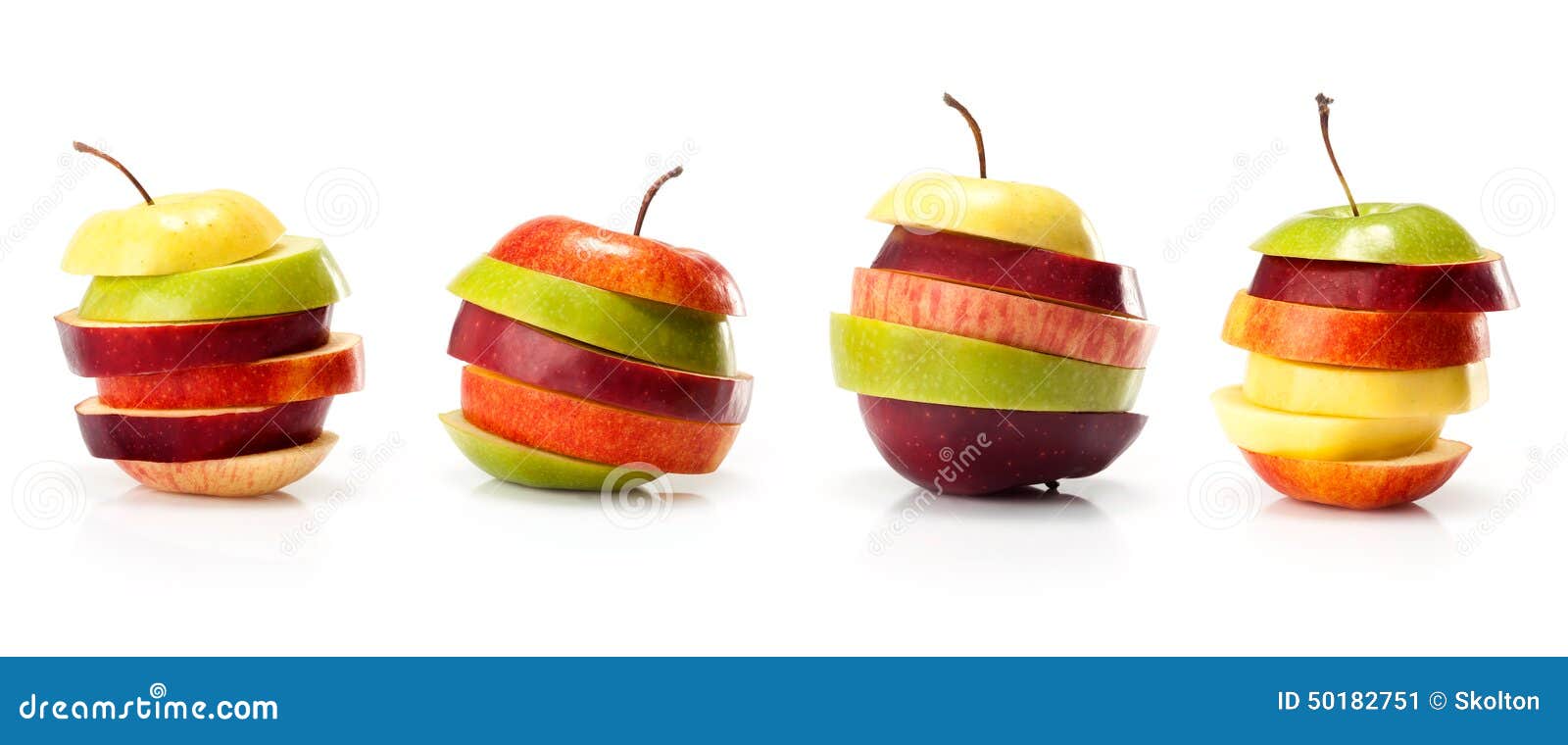 Different Varieties of Apples Cut Intp Slices Stock Image Image of