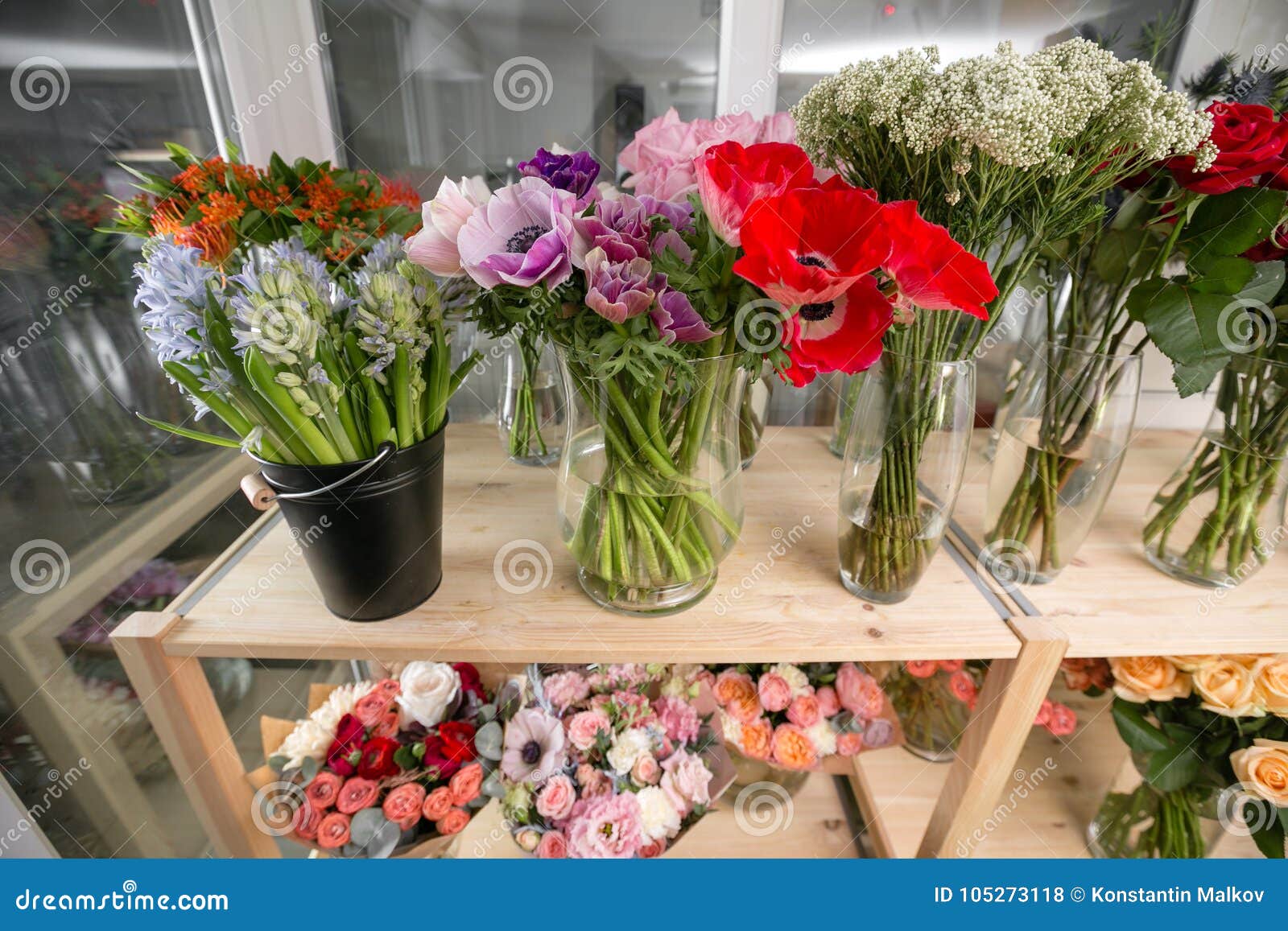 Different Varieties. Fresh Spring Flowers in Refrigerator for Flowers ...