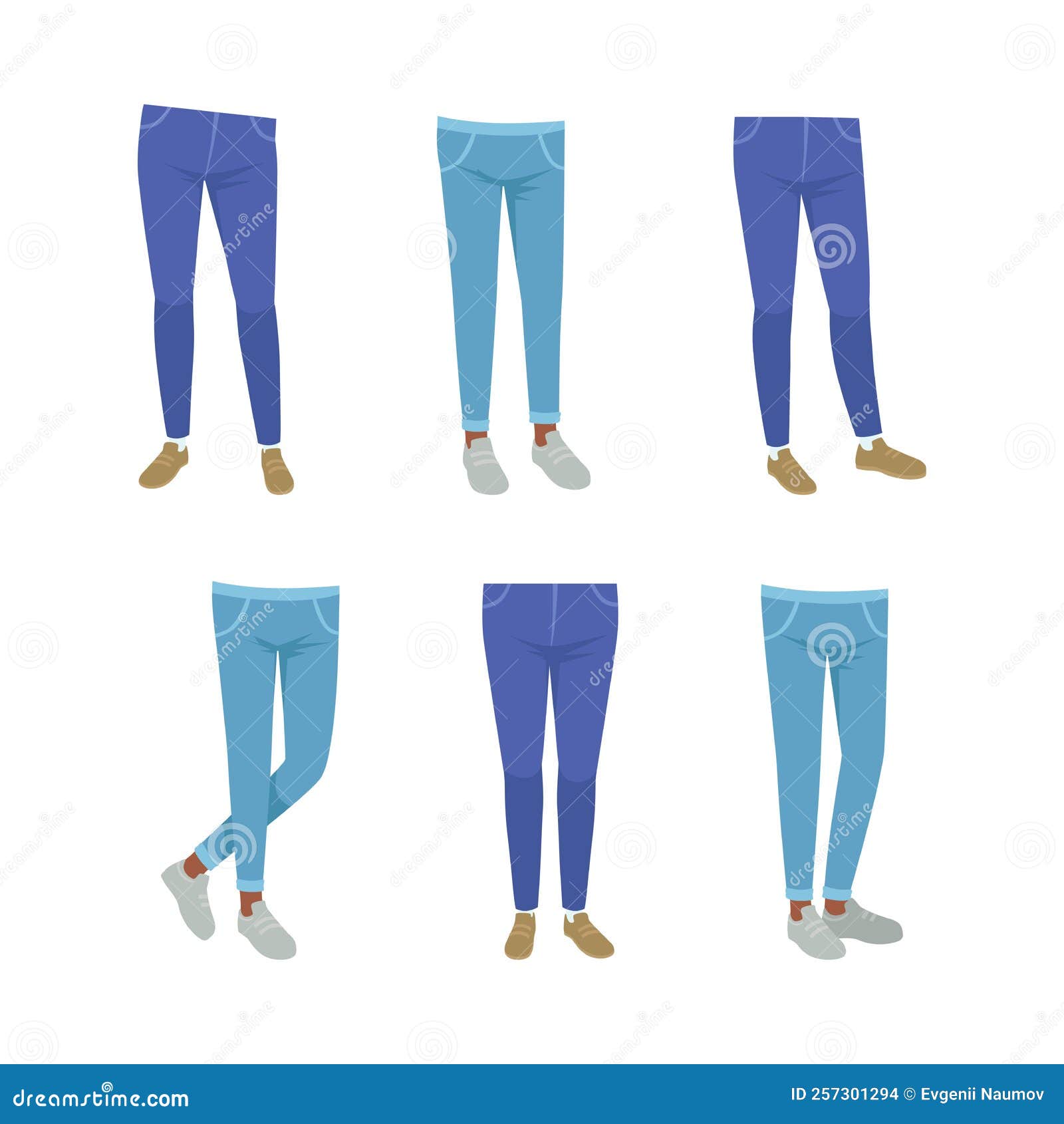 Different Views of Male and Female Legs in Jeans Set. Body Parts for ...