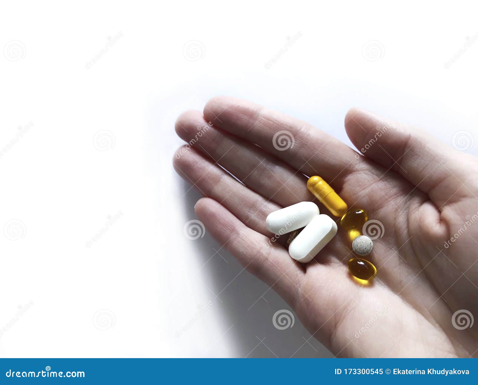 Different Vitamins in the Palm of Your Hand Stock Image Image of fish