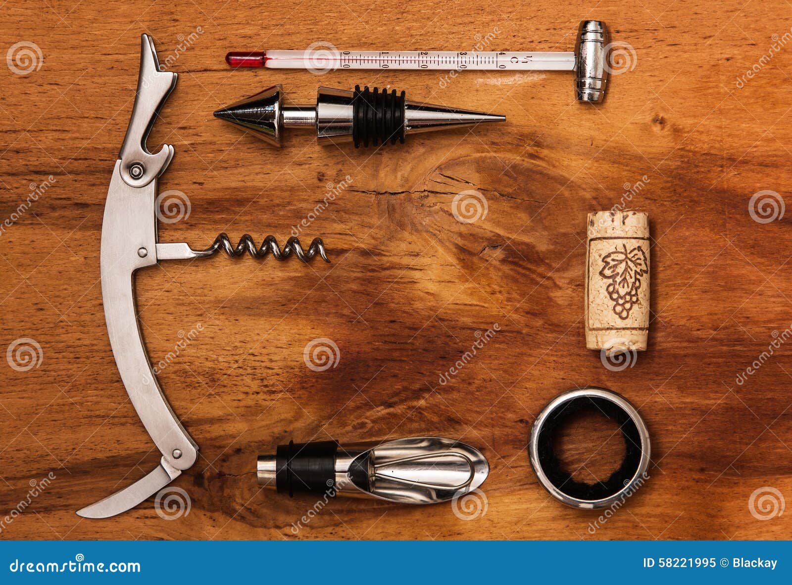 Different wine tools stock image. Image of merlot, tool 58221995