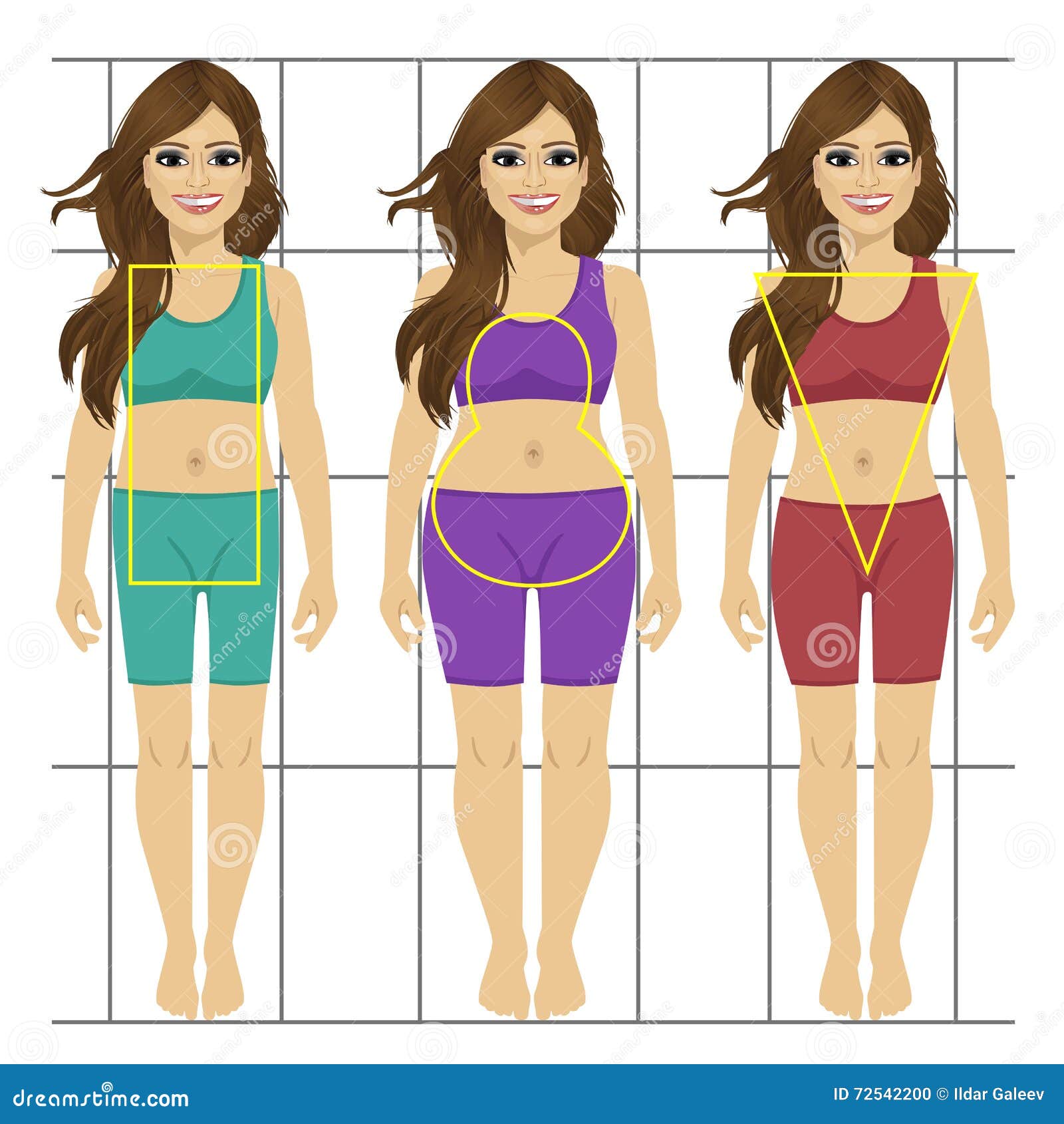 Different Women S Figures Three Female Body Types Pear Rectangle Inverted Triangle Stock Vector Illustration Of Style Shape 72542200
