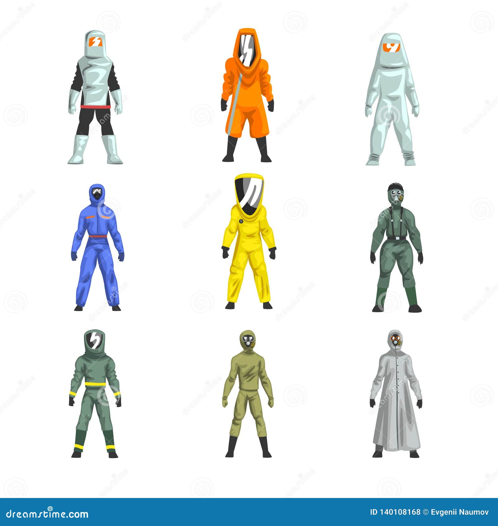 Different Workers in Protective Suits Set, Men in Professional