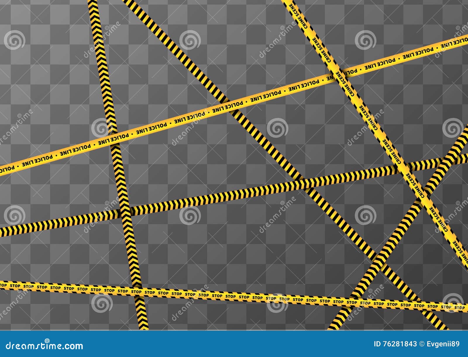 Different Yellow and Black Caution Tapes on Transparent A4 Background Stock Illustration