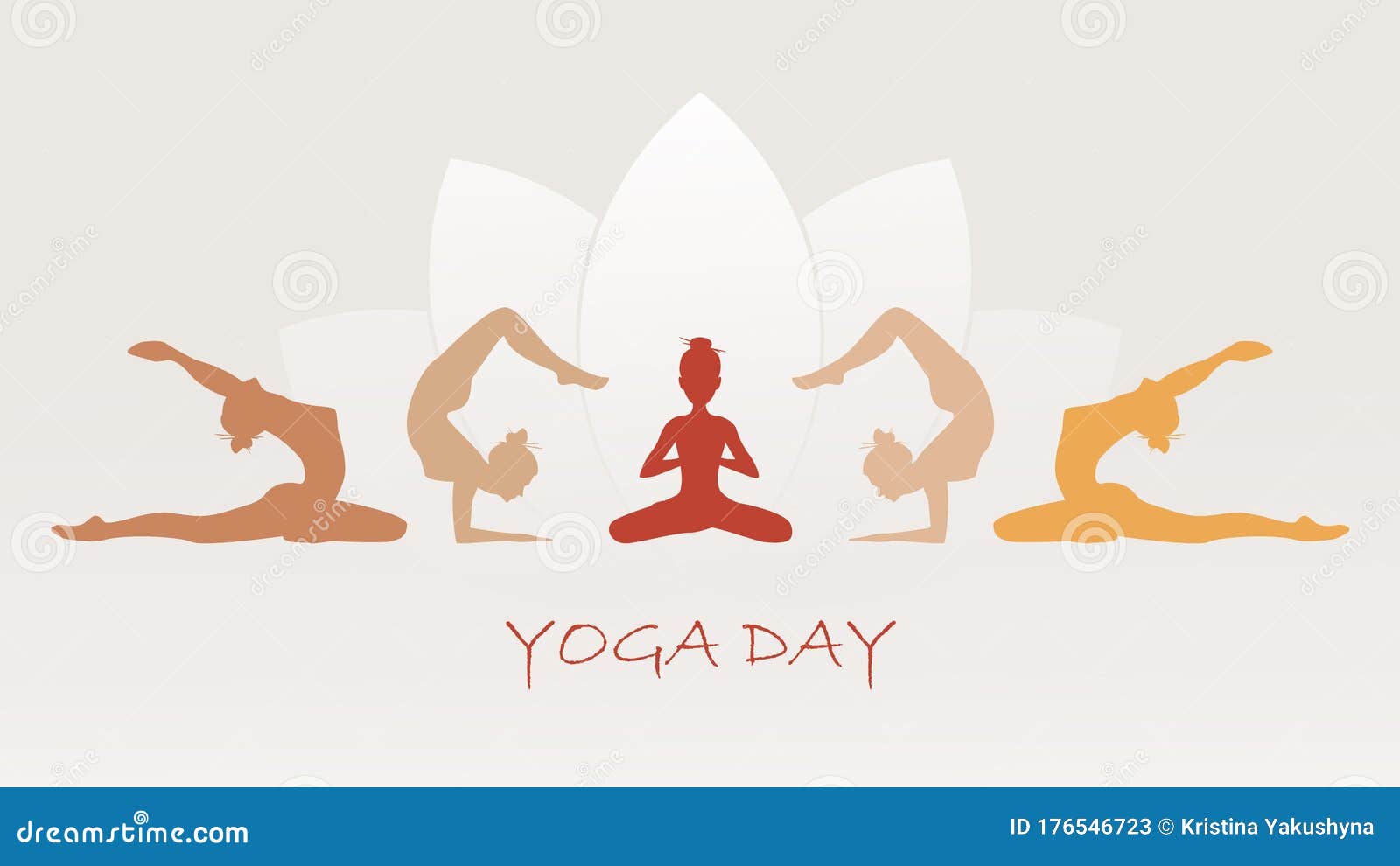 5 Different Yoga Pose Flat Illustration, Creative Poster Or Banner ...