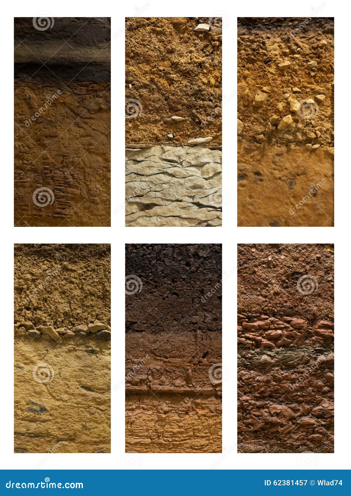 Différents Types D'au Sol De Sol Sur Un Fond Blanc Image stock Image