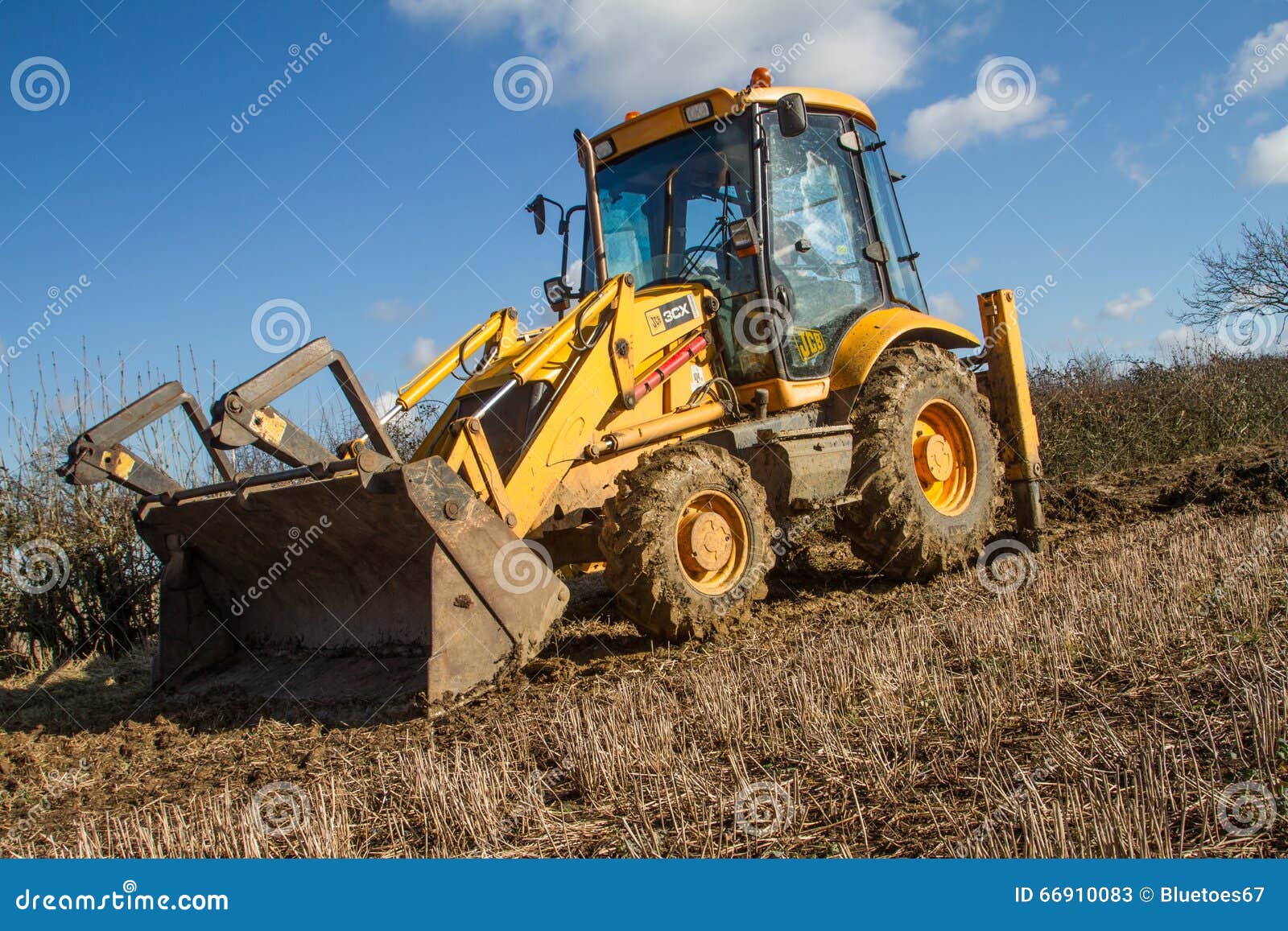 Digger in Countryside Clearing Ditch Editorial Stock Photo Image of